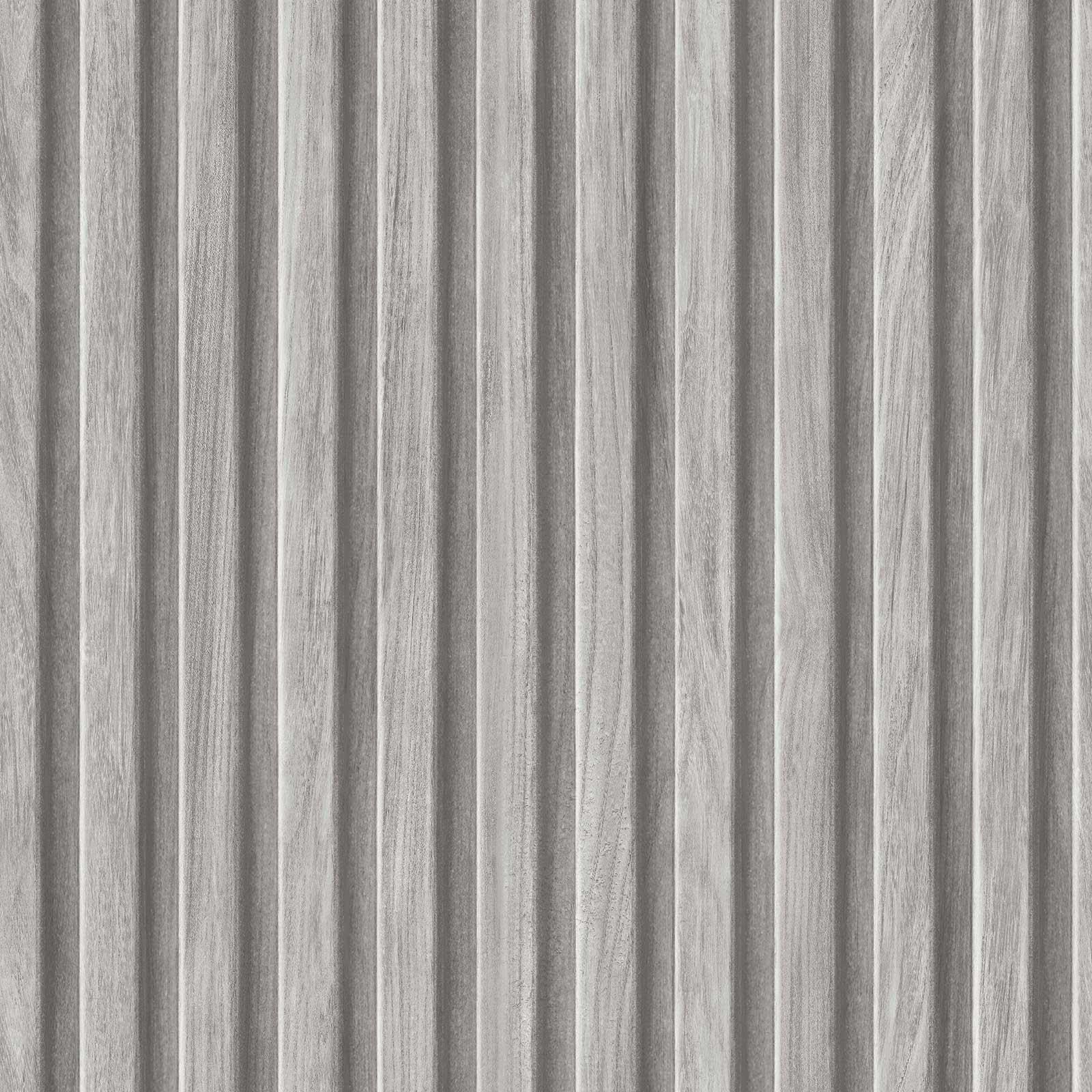 Fine Decor Wooden Slats Wallpaper – Realistic Slat Wall Effect – 3D Style Timber Panel Wallcovering for Lounges, Bedrooms & Hallways – Smooth Matte Finish, Grey FD44160 (10.05m x 53cm)