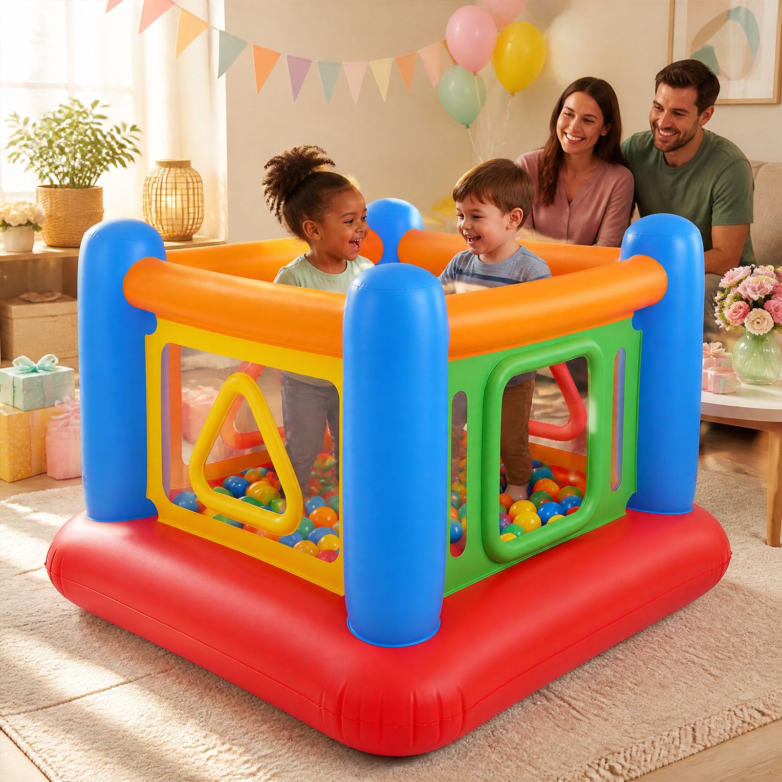 GOPLUS 3 en 1 Castillo Inflable (Azul)