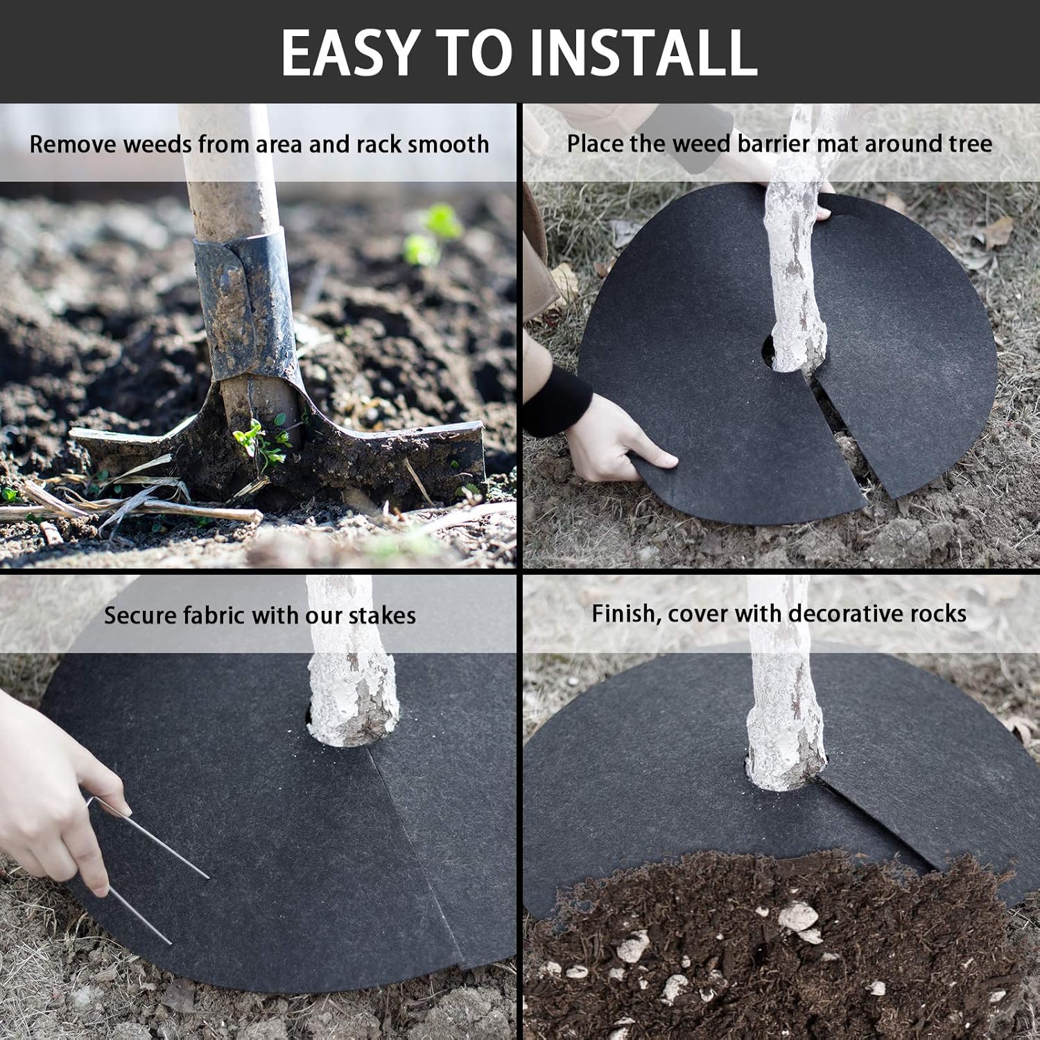 Tree Weed Barrier Mat, NonWoven Degradable Garden Weed Barrier