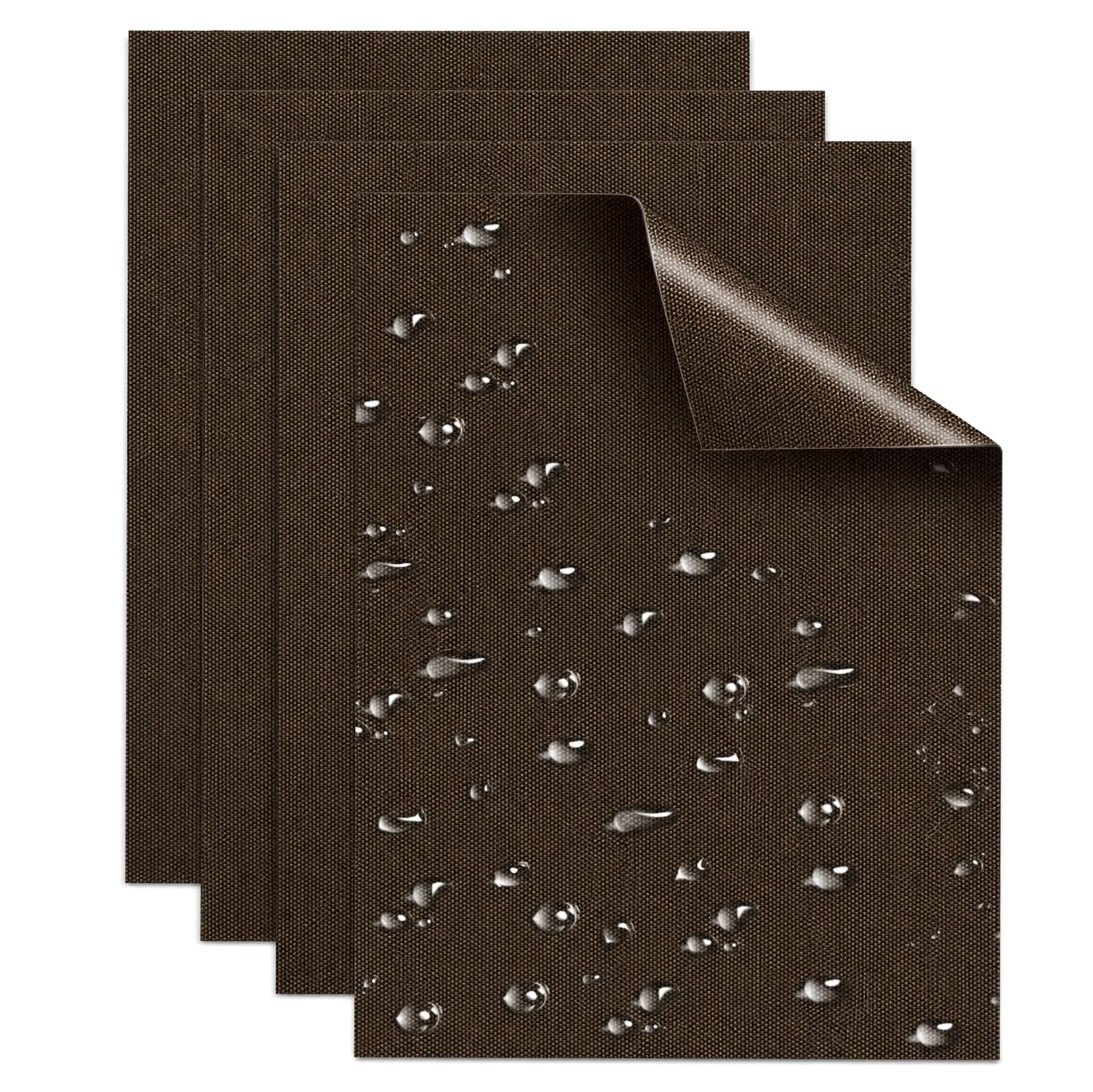 Skystuff Self-Adhesive Canvas Repair Tape, Heavy Duty Waterproof Fabric Repair Patches for Sofa, Chair, Awning, Tent, Clothes, Camping Outdoor Gear, Instant Strong Fix, 15x20cm, 4pcs Brown