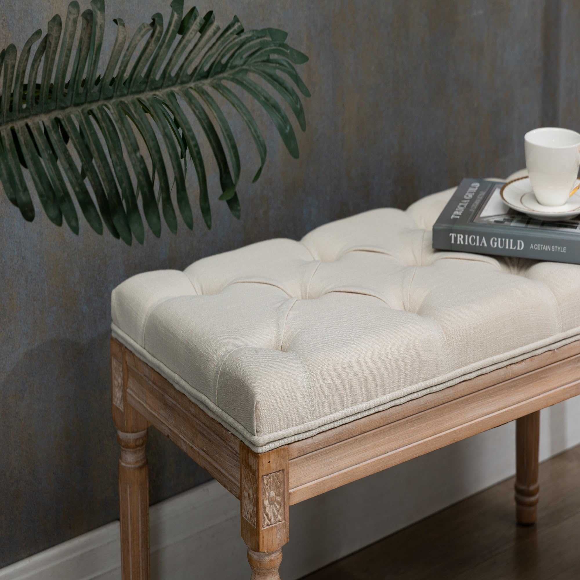 Amazon.com: LKJYBG Tufted Bench, One Size, Off-White : Home & Kitchen