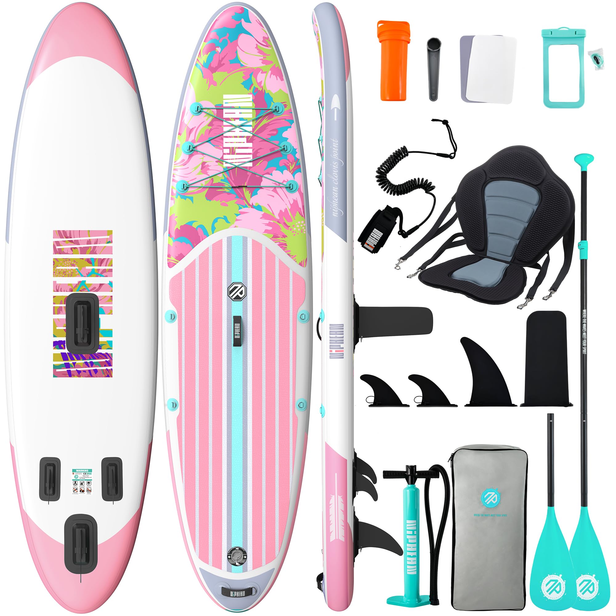 Niphean SUP Gonfiabile Adulti con Tutti gli Accessori, 320cm Stand up Paddle Gonfiabile per Tutti i Livelli, Paddle Board con Capacità di 200kg per 2 Persone, Tavola da SUP Gonfiabile con Sedia