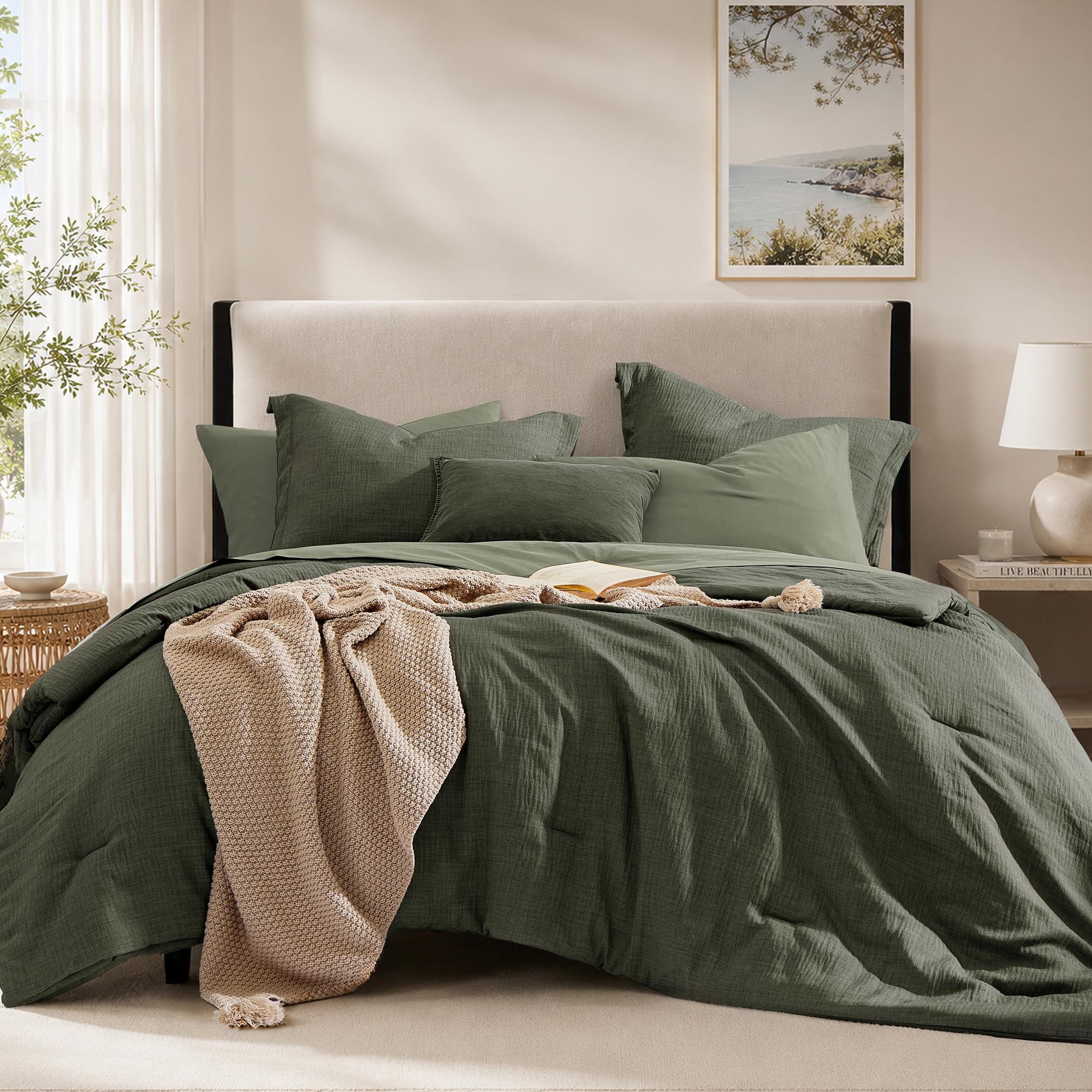 Amazon.com: Geniospin King Size Comforter Set- 7 Piece Dark Green