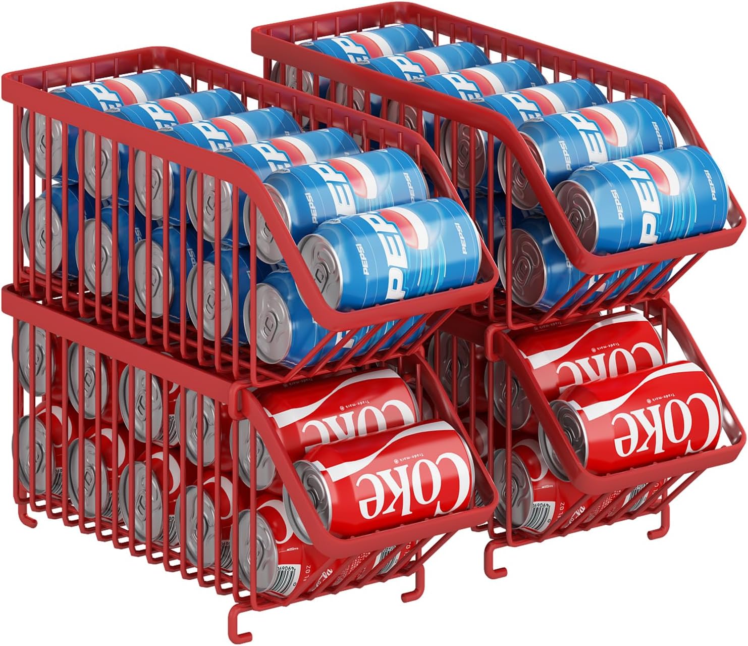 GILLAS 4 Pack Stackable Soda Can Organizer for Refrigerator