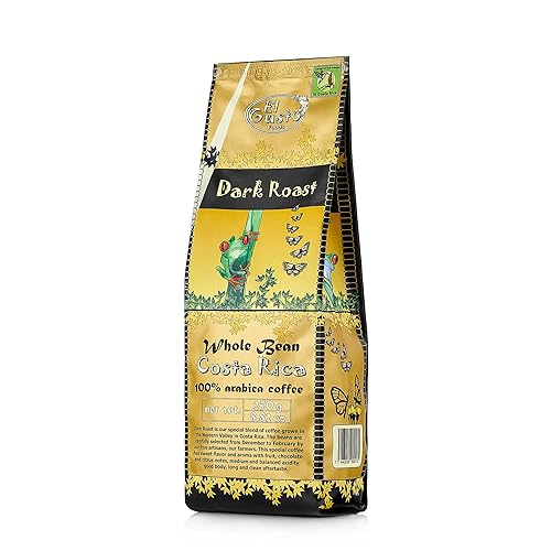 El Gusto - Café de grano entero, café tostado oscuro costarricense, 100% arábica, fresco, cultivado a la sombra, seleccionado a mano y secado al