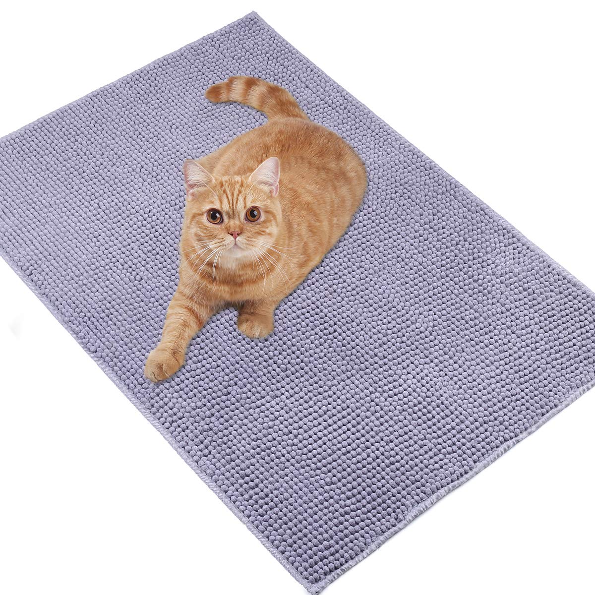 VIVAGLORY Cat Litter Mat Softgrip Litter Trapping Mat, Muddy Litterbox Rug for Indoor & Floor, Machine Washable Easy Clean Soft Microfiber for Cat, 35