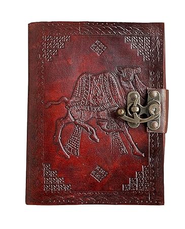 Jagannath Handicrafts Handmade Leather Diary for Embosser Camel Color Brown Size 7 x 5 inch