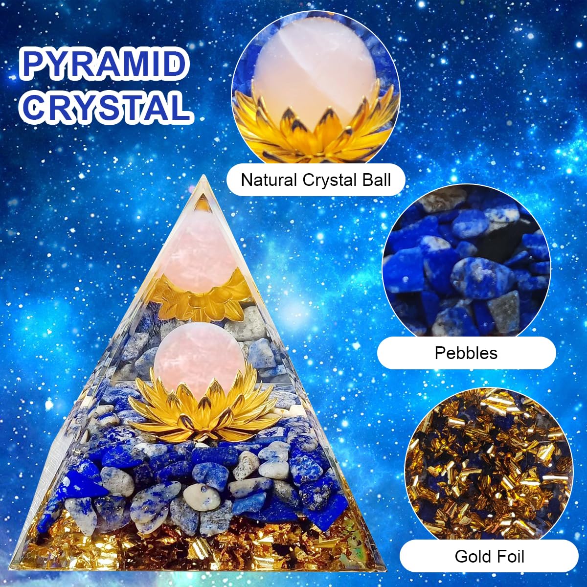 Ametista, Cristallo piramidale, Piramide di Loto di orgonite per Meditazione, guarigione dei Chakra, Yoga, Doni spirituali