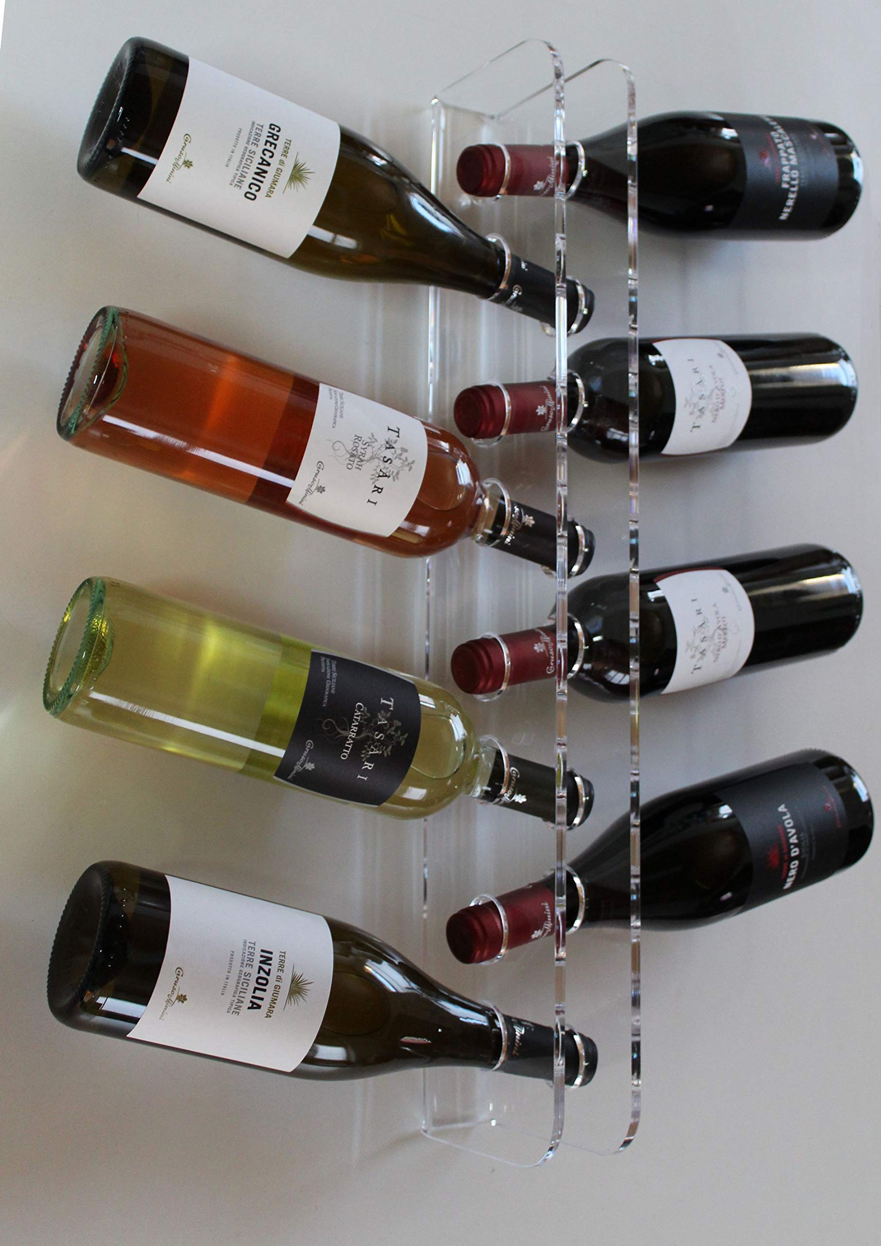 Agplex Cantinetta Vino - Portabottiglie Vino da Parete in vetro acrilico plexig. - Porta Bottiglie di Vino trasparente (Capacità 10 Bottiglie)