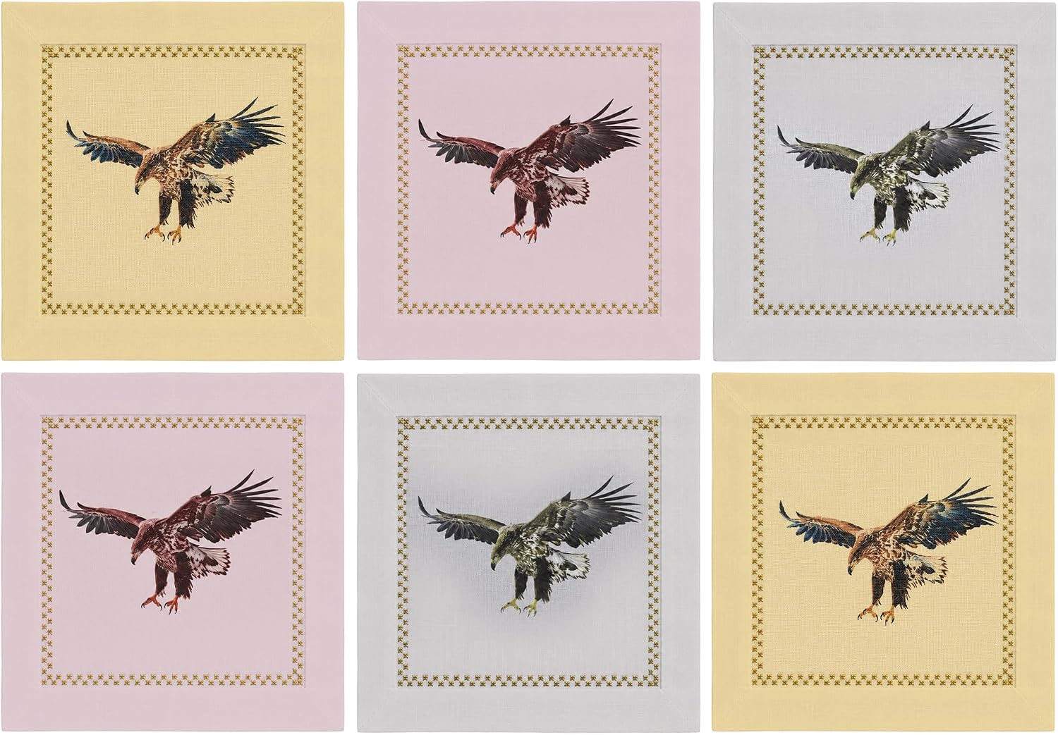 Cocktail Napkins Set of 6, Eagle - White