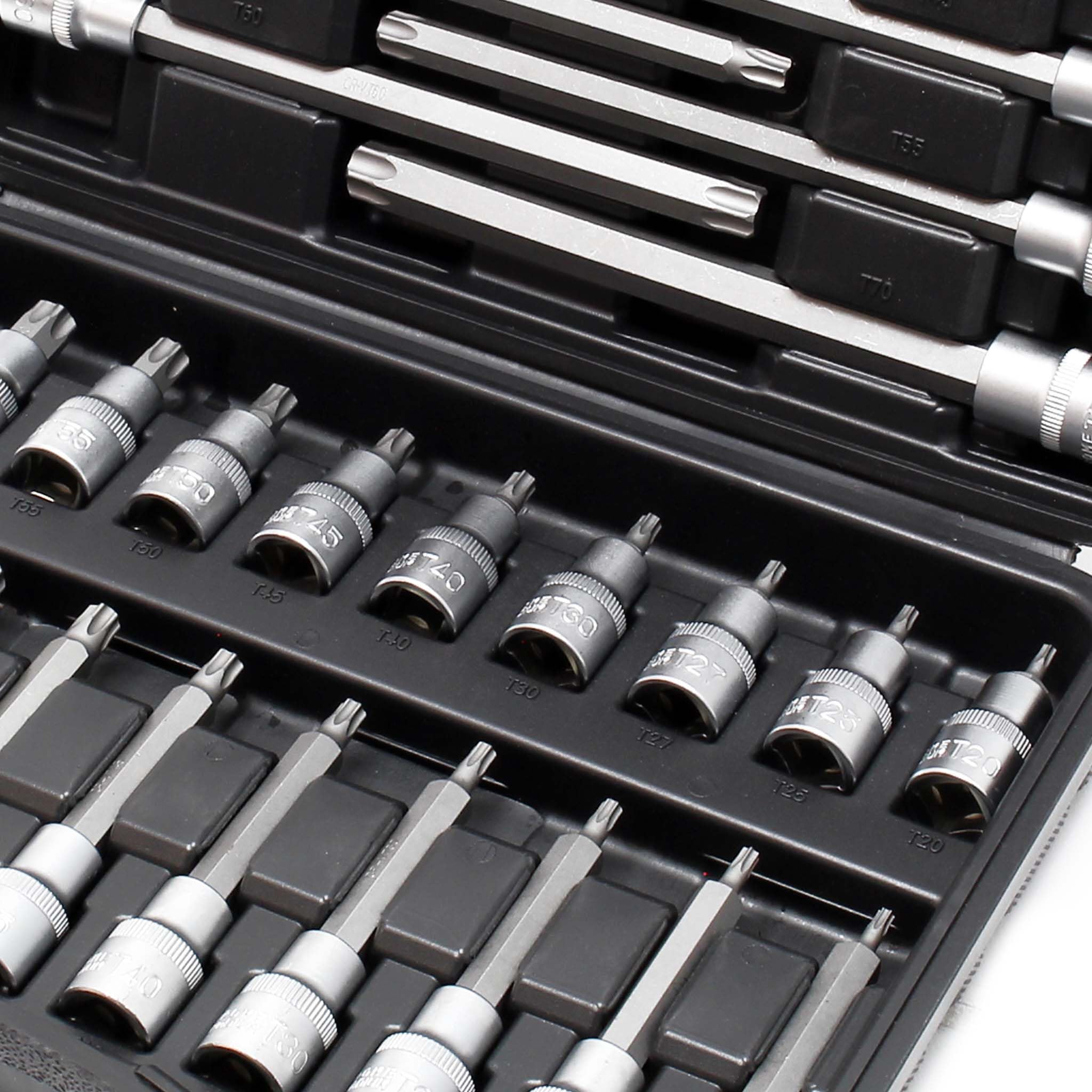 Set chiavi a bussola 88 pz. con esagono cavo, multidente interno e esagono incassato in 3 valigette