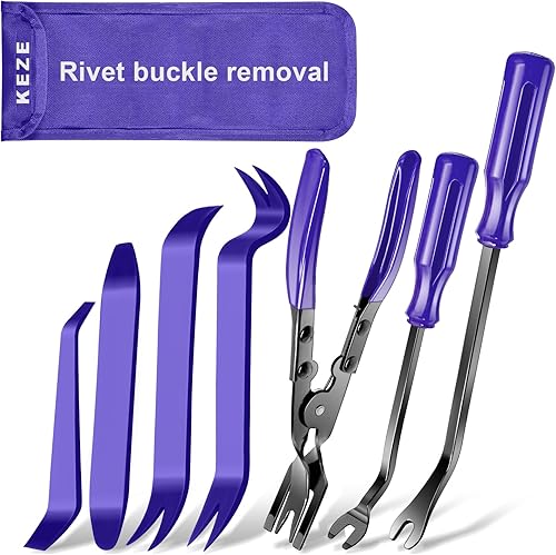 Miniatura 8 de Keze 7 piezas de herramienta de palanca de extracción de plástico y alicates de clip, kit de extracción de alicates para eliminación de carrocería