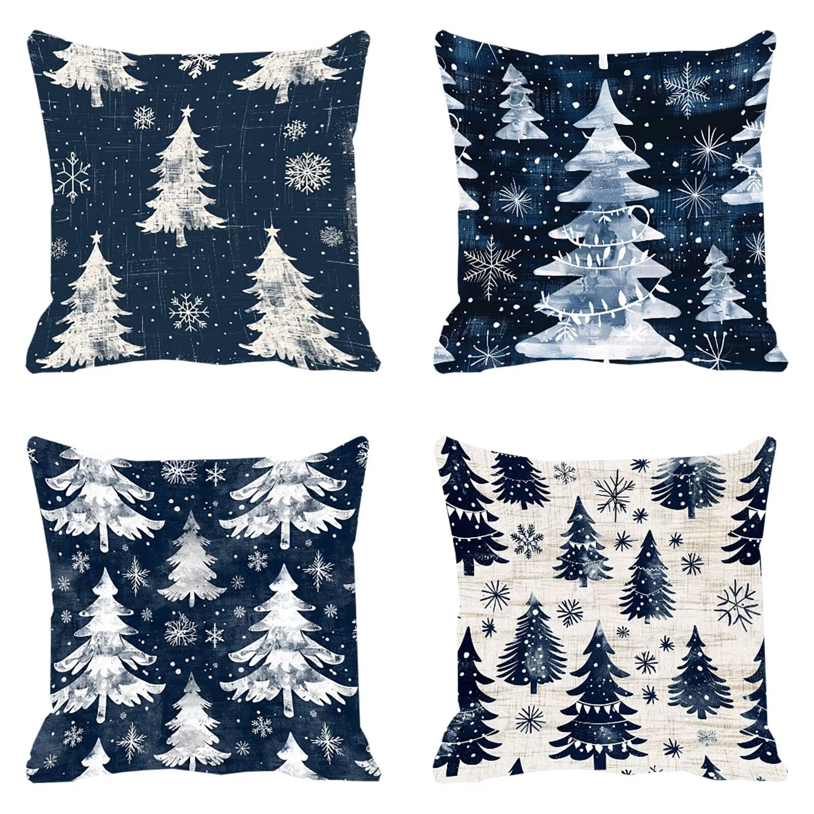 Housse de coussin bleu marine 50x50 cm en velours imperméable et chic