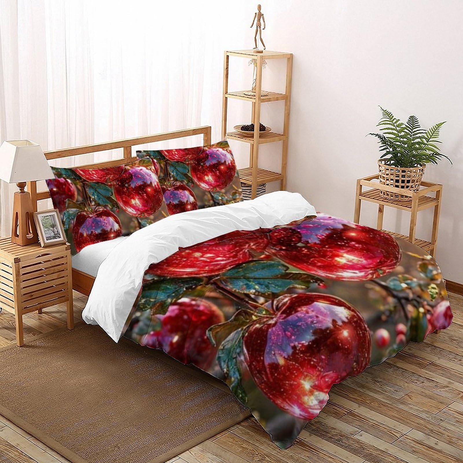 Housse de couette cerises pour chambre de garçon, parure de lit 260x220cm design fruits 3D