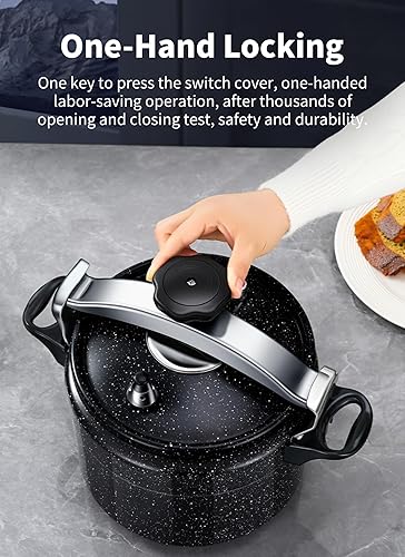 Miniatura 4 de Olla a presión de aleación de aluminio, a prueba de explosiones, gran capacidad, fácil apertura y cierre de interruptor, gas, inducción, compatible