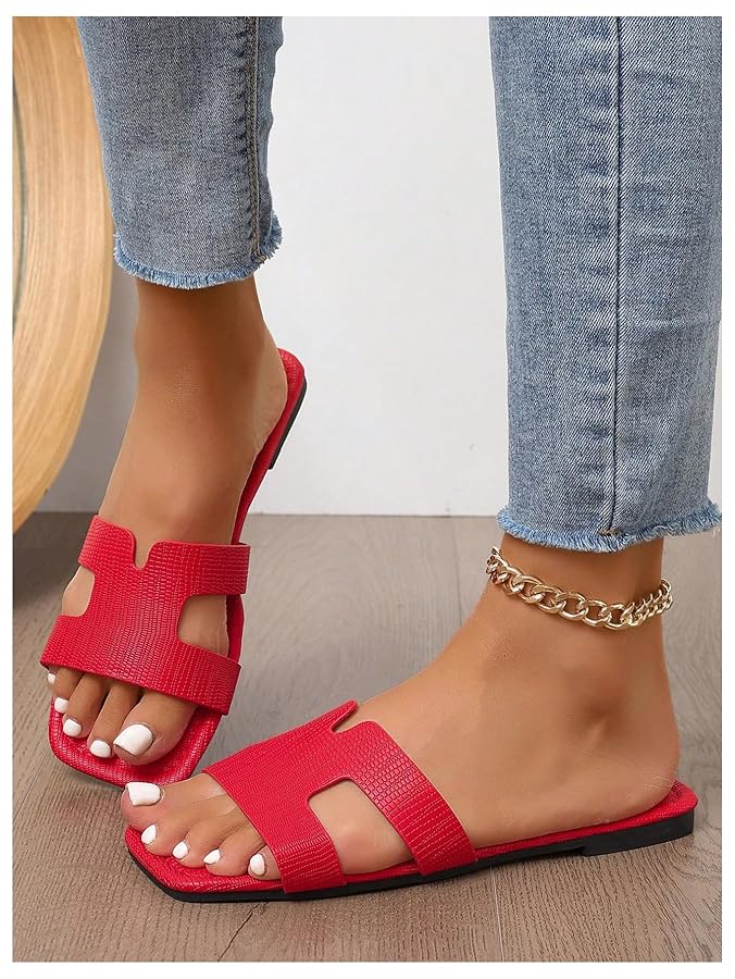 Amazon.com | GORGLITTER H Sandals Cut Out Flat Sandals Women