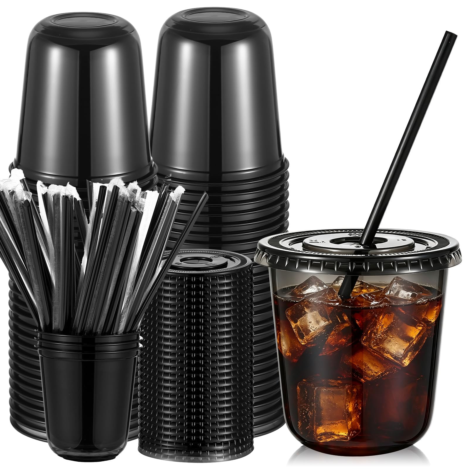 Ziliny 50 Sets 16oz Clear Plastic Cups with Lids and Straws Disposable Cups — Amazon image 21