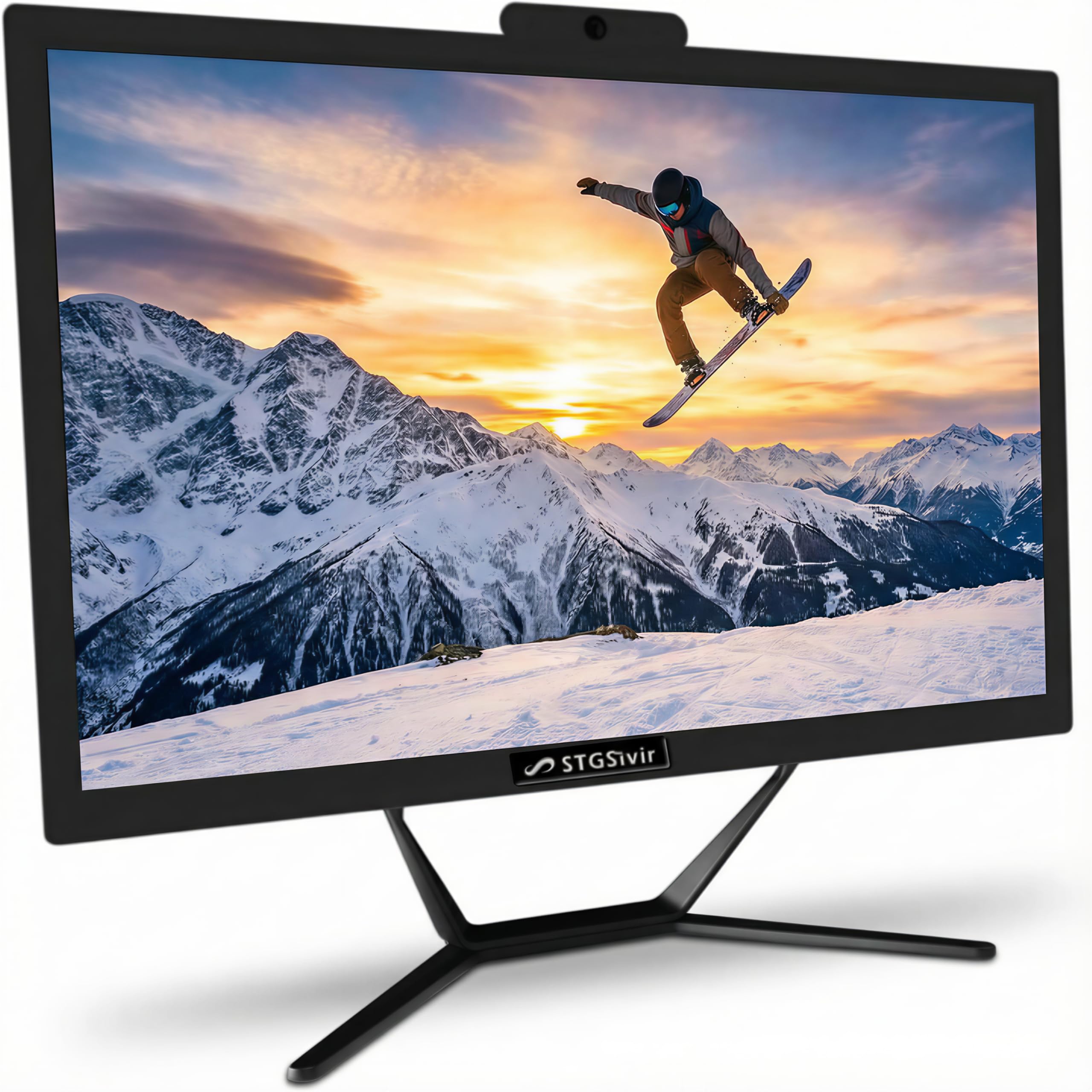 STGsivir All in One PC, Ordenador Todo en uno，Pantalla FHD de 24", Core i7 hasta 4.0 GHz, 16GB RAM, 512GB SSD, WiFi, BlueTBoth 5.0, Windows11 Pro, Negro