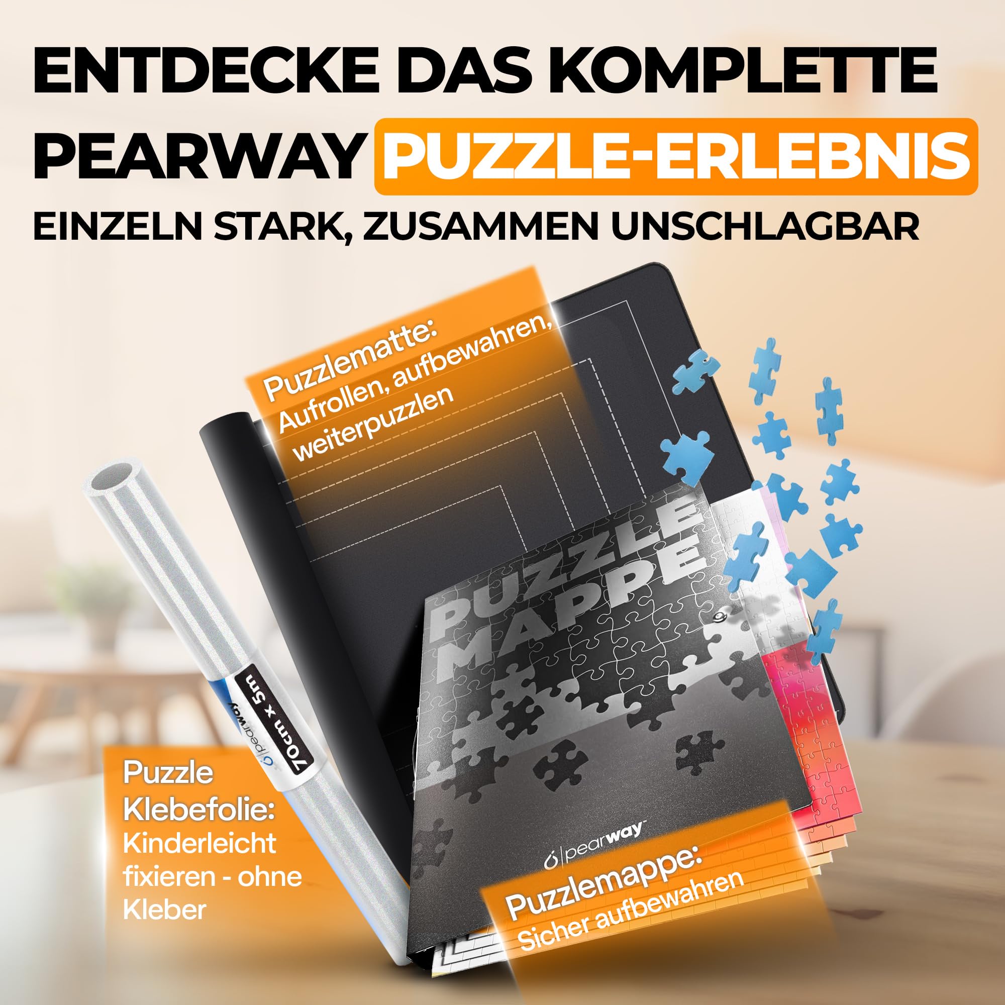 PEARWAY Mata puzzle premium, 3000 elementów, o gładkiej powierzchni i antypoślizgowym spodu, mata 94 x 56 cm, idealna podkładka pod puzzle, dywan puzzli, akcesoria do puzzli