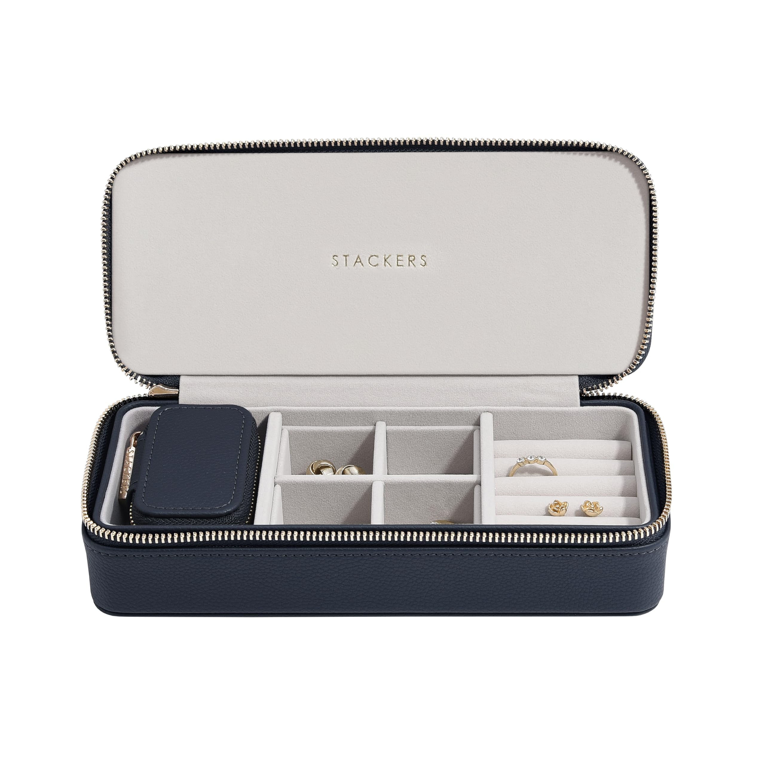 Stackers Navy Large & Petite Travel Jewellery Box