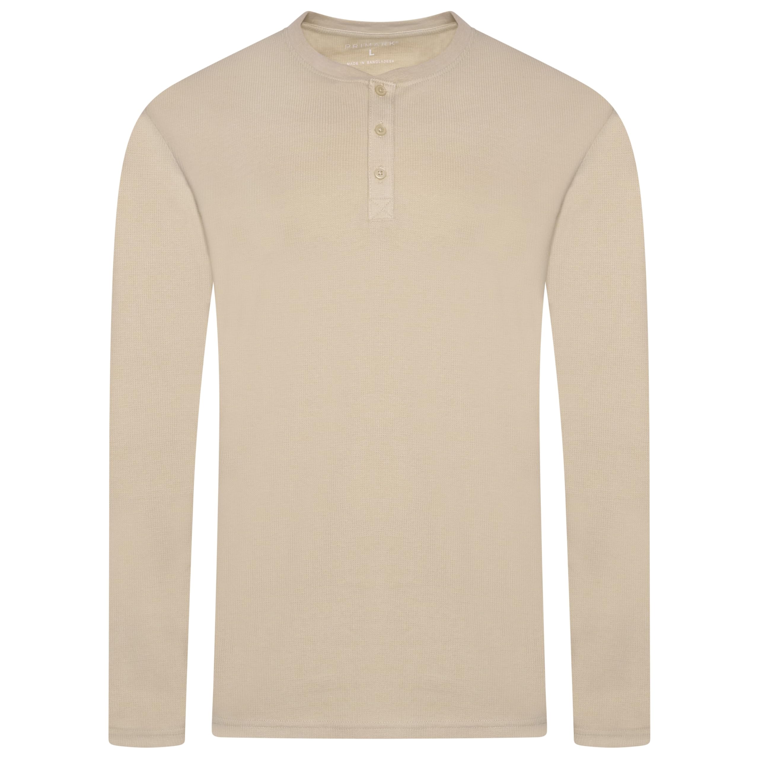 Urban Heritage Waffle Knit Long Sleeve Henley Top (UK, Alpha, M, Regular, Regular, Tan)