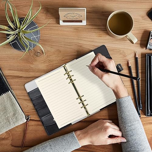 Miniatura 83 de Recambio de planificador A5 negro en blanco, insertos de planificador A5, repuesto de carpeta de 6 anillas, papel negro para carpeta recargable En