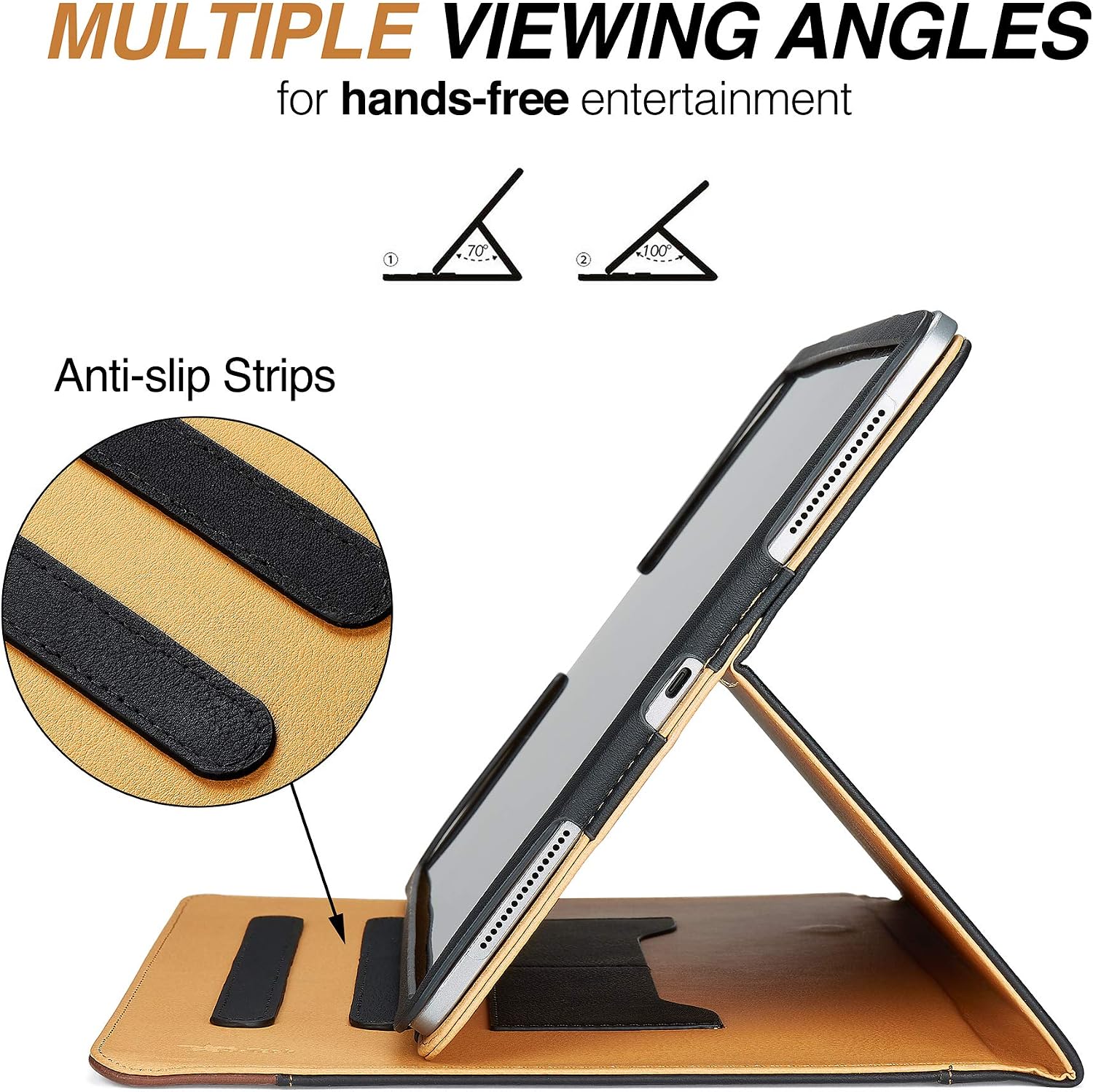 Flаѕh Dеаlѕ - 50% оƒƒ New S-Tech Apple iPad Pro 12.9 Black and Tan Soft Leather Wallet Magnetic Smart Cover with Sleep/Wake Feature Flip Folio Case (iPad Pro 12.9 Model # A1584 A1652)