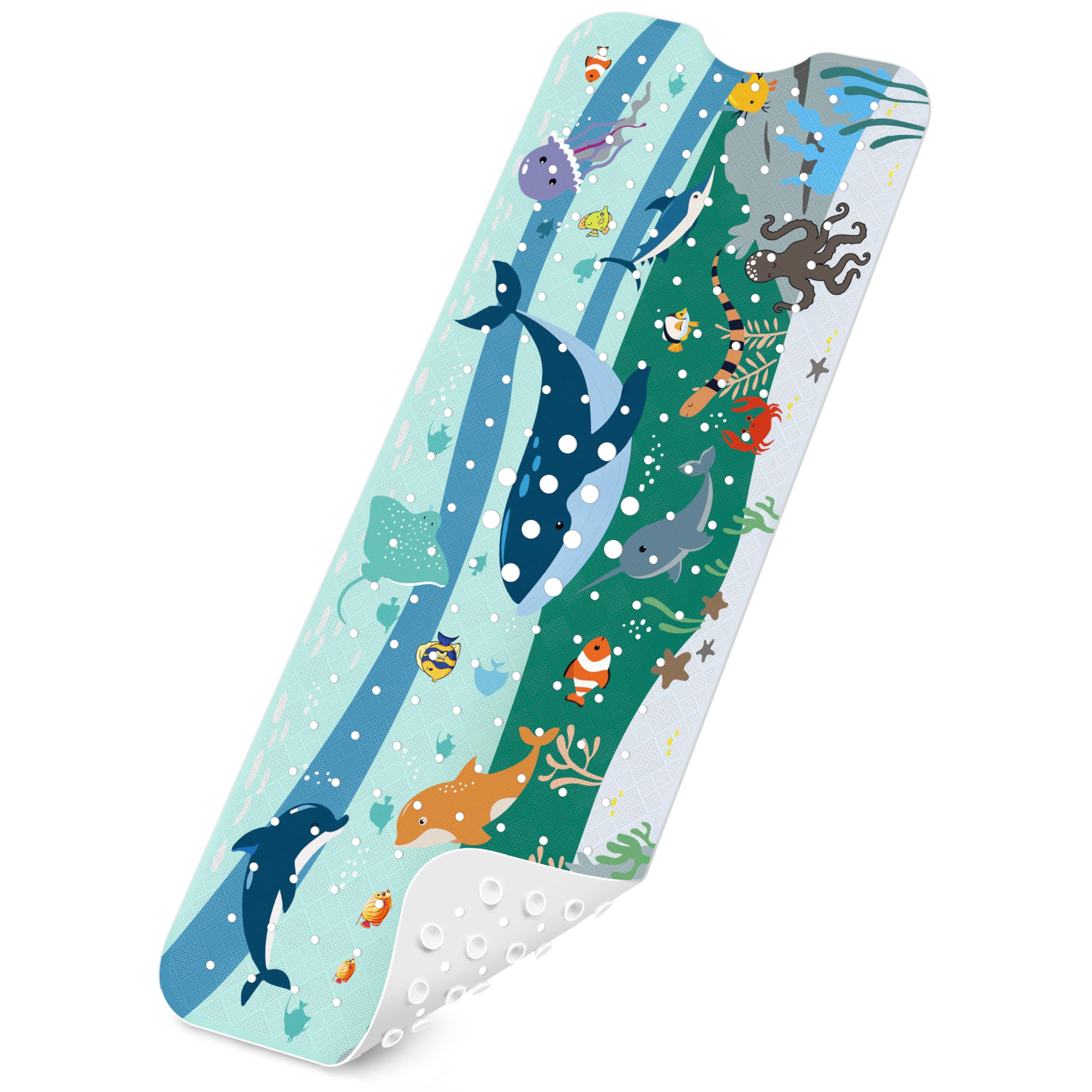 Badewannenmatten rutschfest Kinder，100% BPA frei,100x40cm，Antirutschmatte für Badewanne，Duschmatte,schimmelresistent & maschinenwaschbar,Badematte Kinder Badewanne