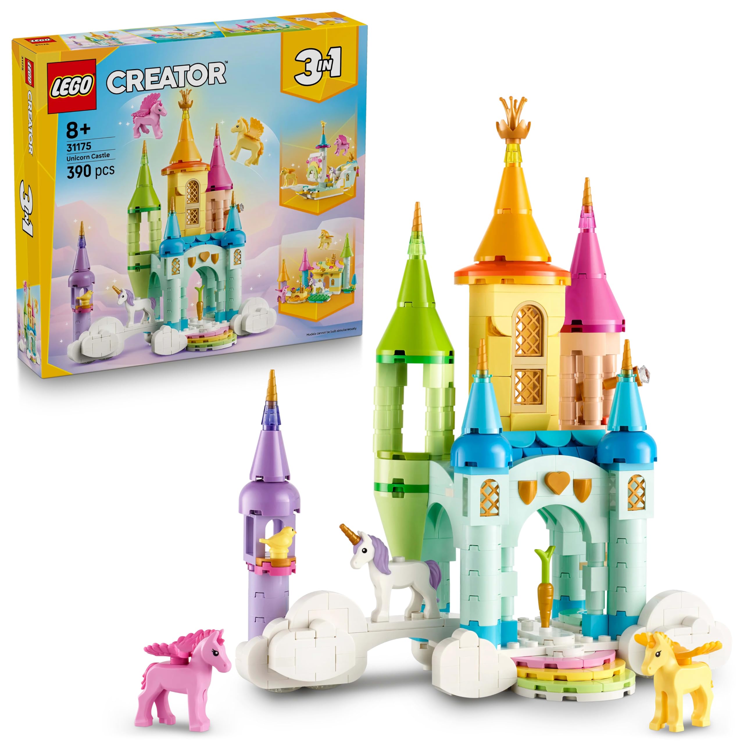 LEGO Creator 3in1 Unicorn Castle Toy Animals Playset and Room Decor 31175 Building Blocks Toys for 8+ Gift for Boys and Girls-image-30