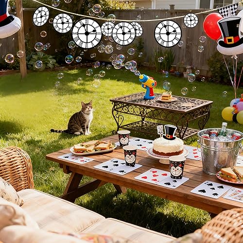 Miniatura 7 de 20 Pcs Wonderland Clock Banner Hanging Decor for Tea Partay, Christmas, Baby Shower & Birthday, Curious Clock Banner, Wonderland Party Decor