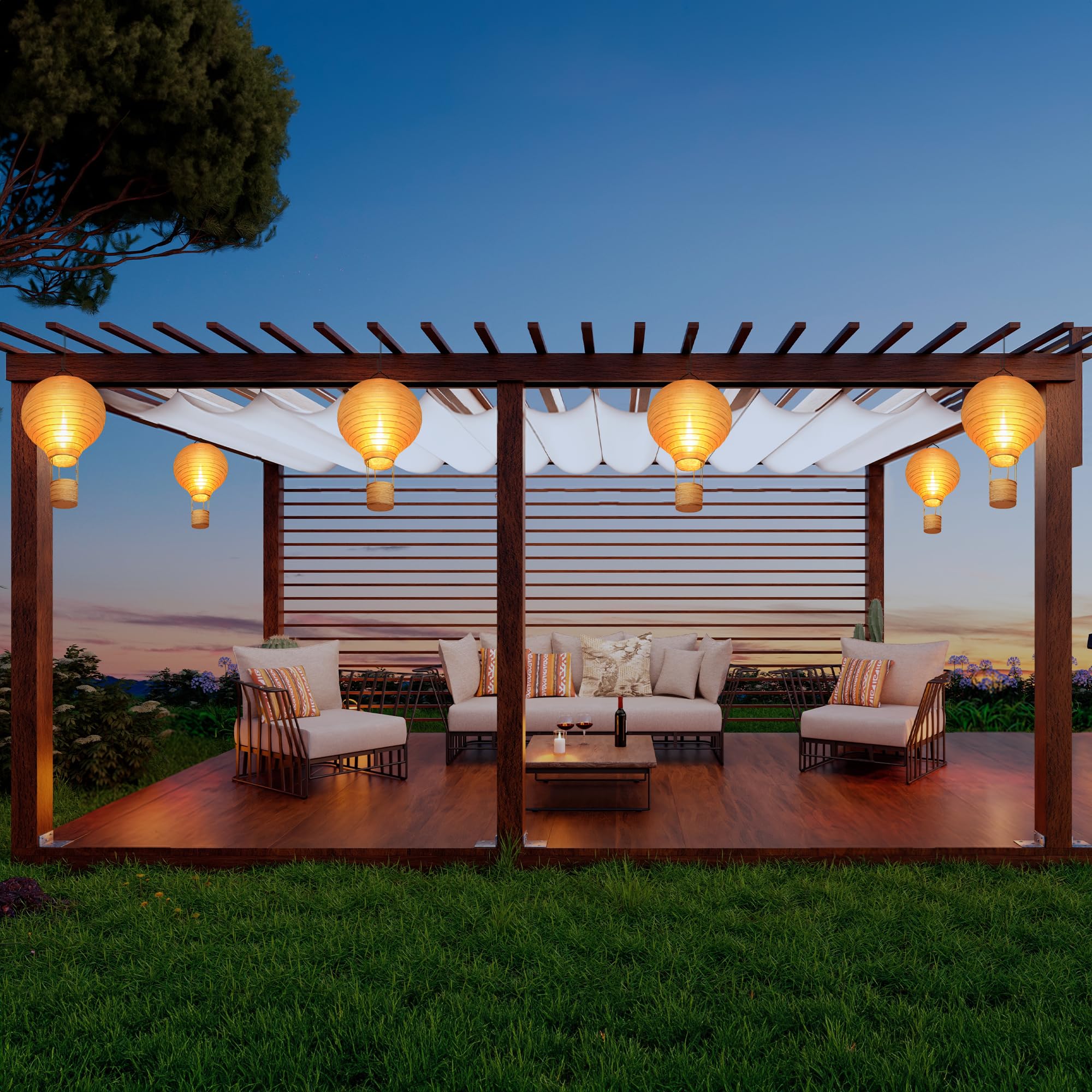 Qedertek Lámparas solares colgantes para exteriores, 4 unidades de 30 cm, farolillos solares para exteriores, resistentes a la intemperie, farolillos de jardín con llama parpadeante, globo aerostático