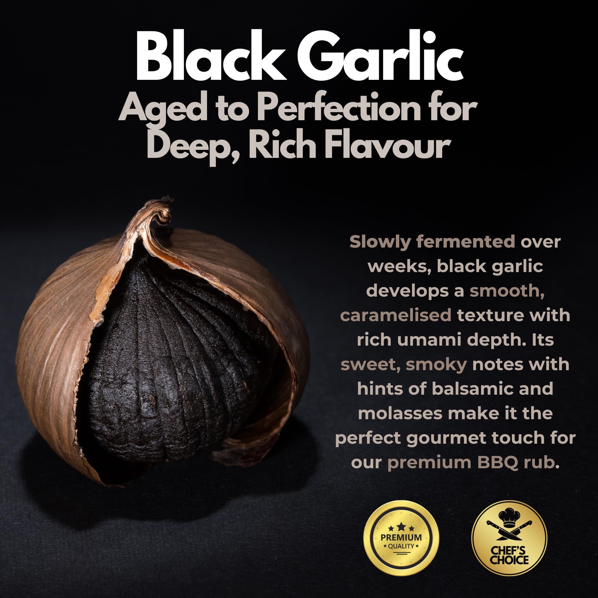 Assaisonnement barbecue à l'ail noir de qualité supérieure – Édition limitée – Saveur umami riche – Mélange d'épices audacieux et fumé – Grand pot (230 g) - 2
