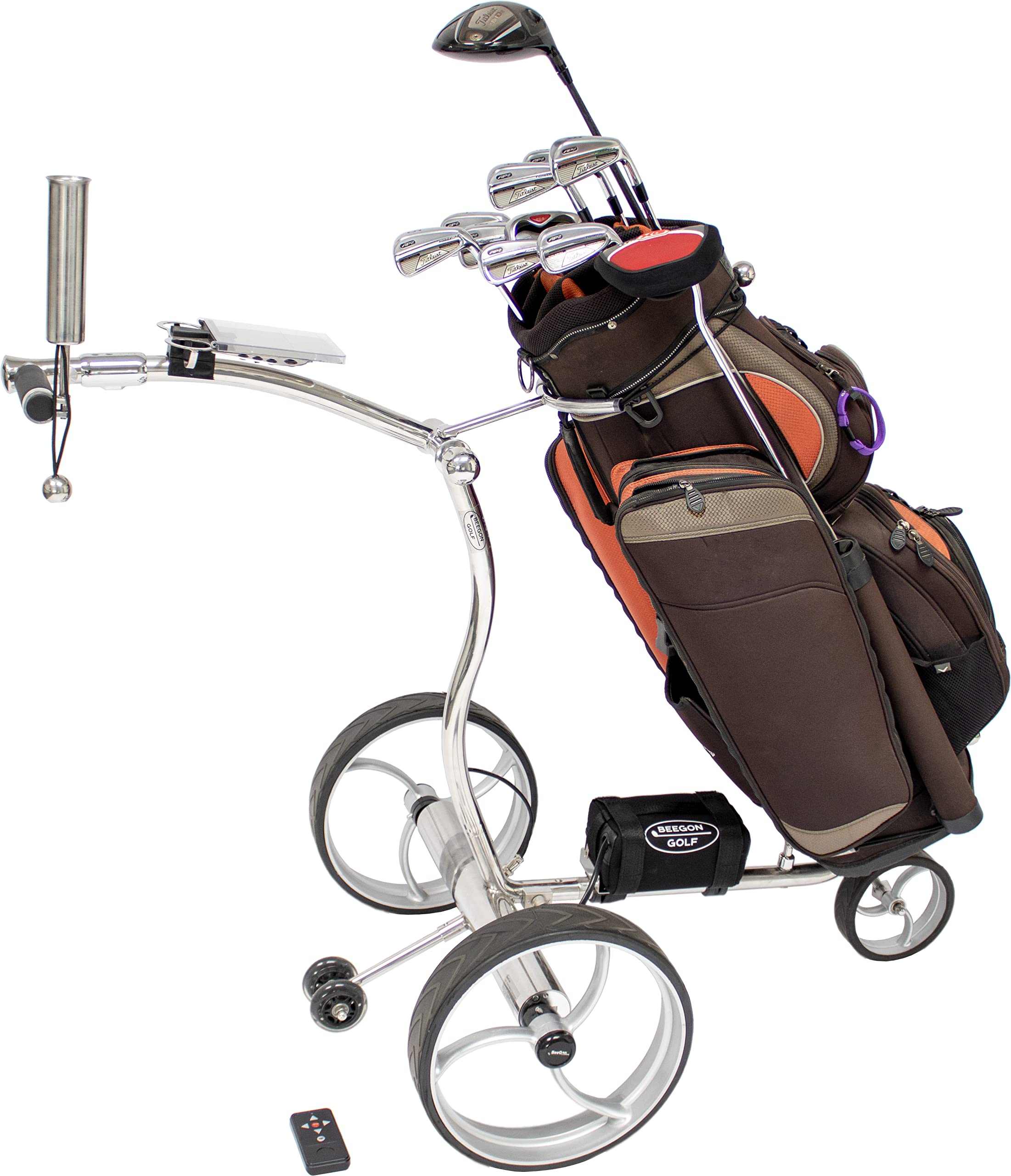 BeeGon Golf Carrello da Golf Elettrico GT-ES900R PRO Litio, Acciaio Inossidabile, 10Ah con Telecomando