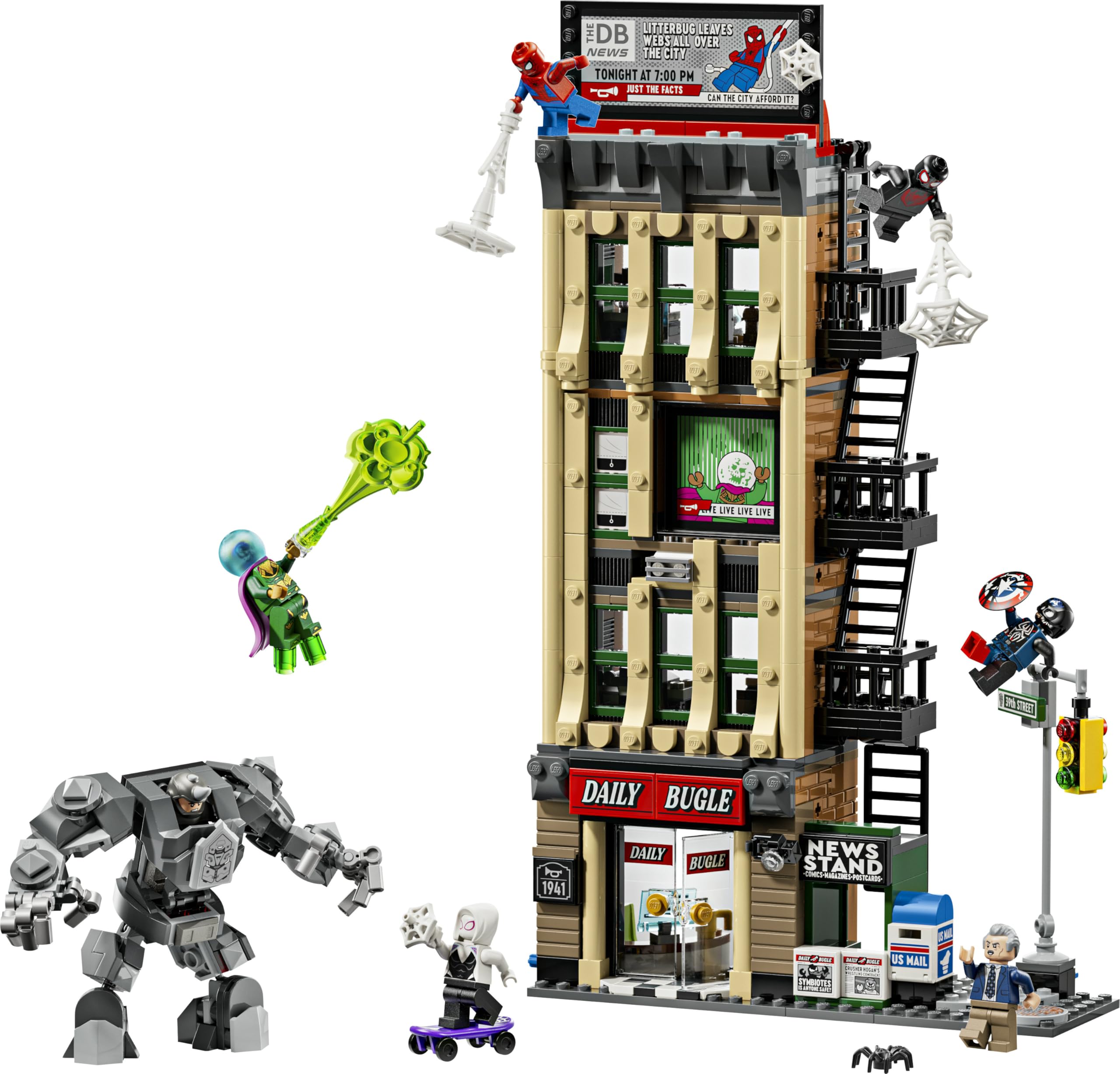LEGO | Marvel Spider-Man vs. Mysterio: El Daily Bugle - Superhéroe de Juguete con Figura de Acción Meca y 7 Minifiguras - Regalo de Cumpleaños para Niños de 10+ Años y Fans de Las Películas - 76342