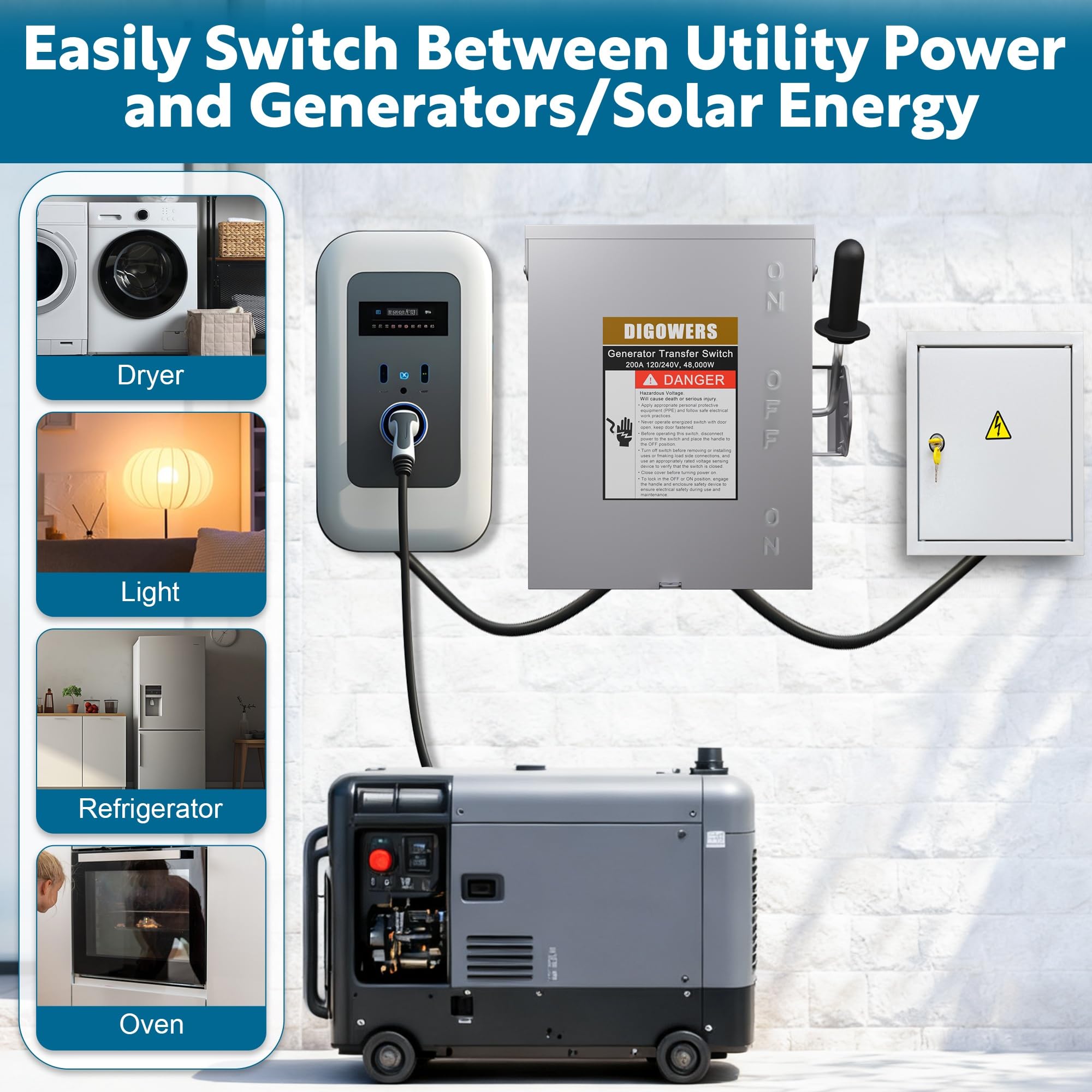 Amazon.com: 200A 2 Pole Generator Transfer Switch, 120/240V Manual
