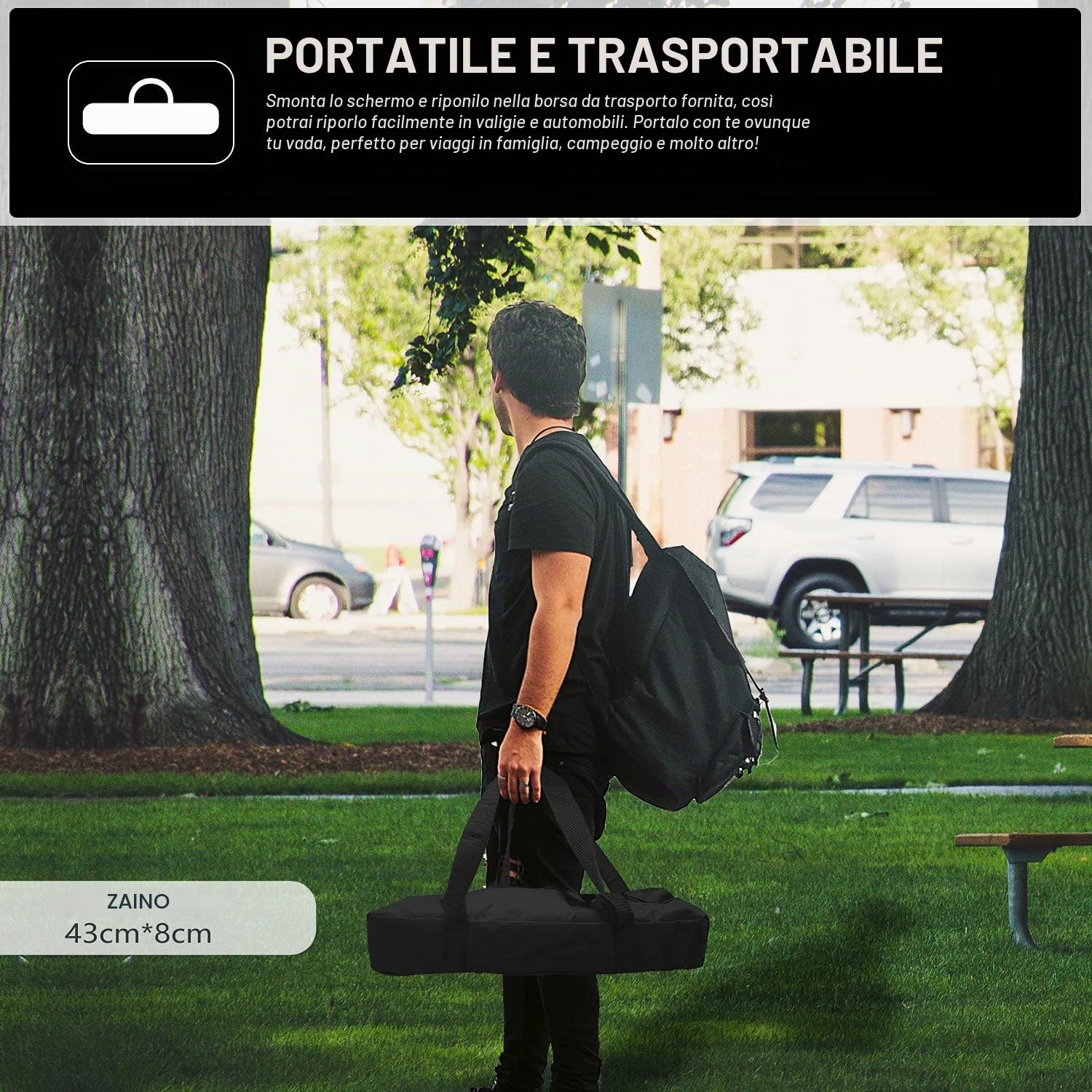Schermo per Proiettore con Supporto 80" 16: 9 Schermo Portatile Una Scelta Perfetta per Teatro Domestico il Cinema All'aperto e Altre Attività di Intrattenimento