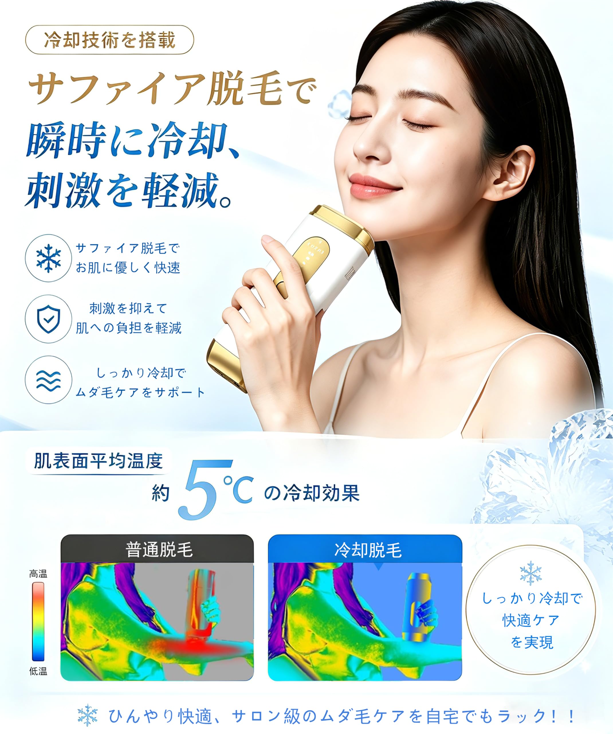 Amazon | 脱毛器 vio対応 【2026サファイア冷感無痛 & IPL光技術】光