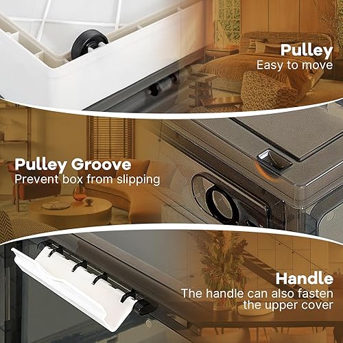 Miniatura 3 de Contenedores de almacenamiento plegables de 16 galones con tapas, organizadores de armario plegables y contenedores de almacenamiento plegables, 3