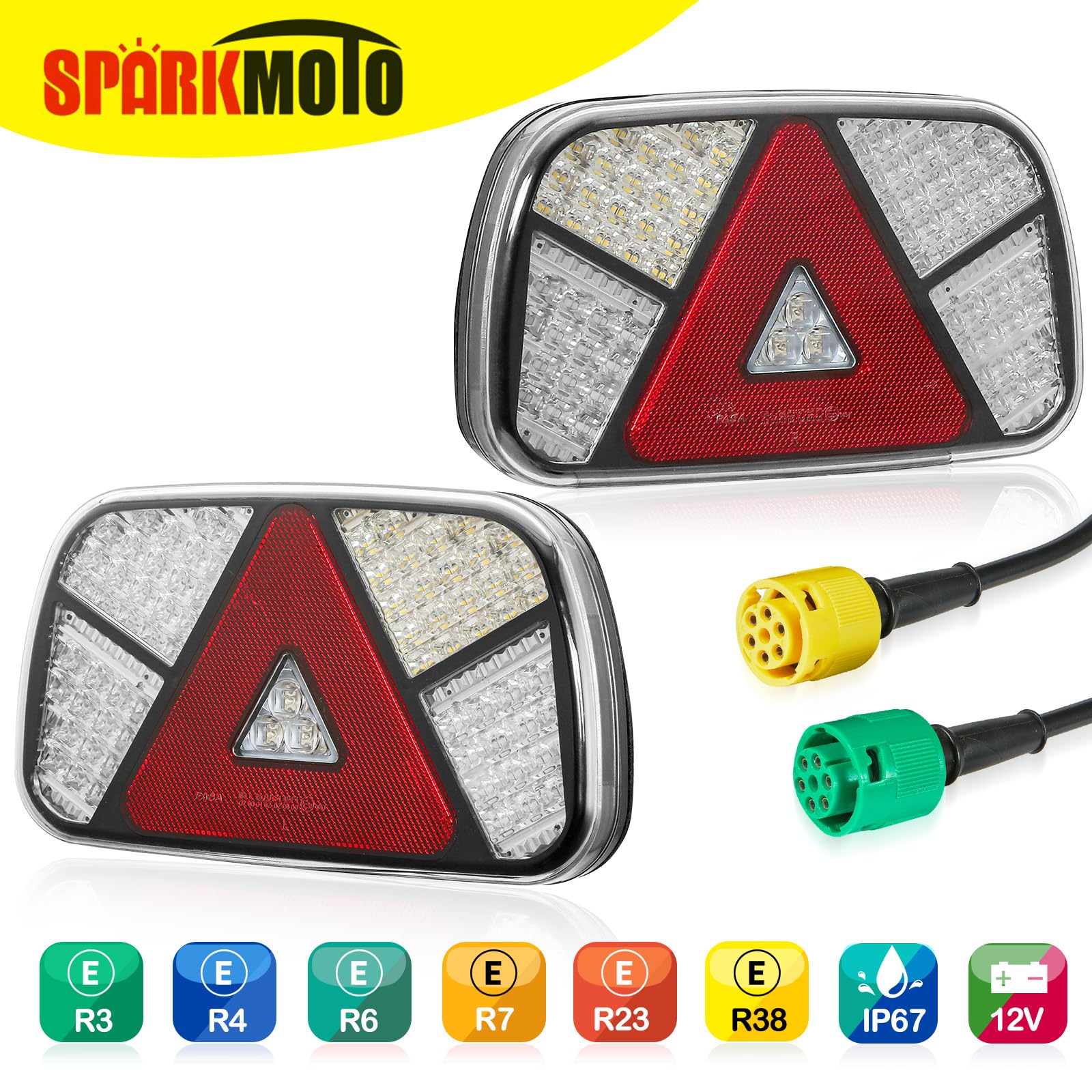 12 V LED-Rücklichter für Anhänger, mit 5-poligem Bajonett-Stecker, 12 V Kombi-Rücklichter für Anhänger, LKW, Wohnwagen, Landmaschinen