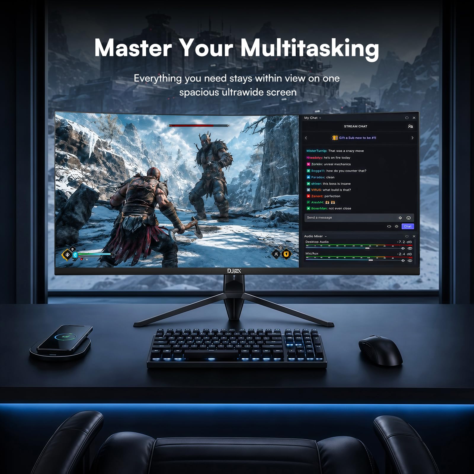 Monitor curvo da gioco da 34 pollici, 240 Hz, risoluzione WQHD 3440 x 1440, formato ultra largo 21:9, pannello VA 1500R, 127% sRGB, HDR10, FreeSync, HDMI, DisplayPort, VESA, ideale per giochi e