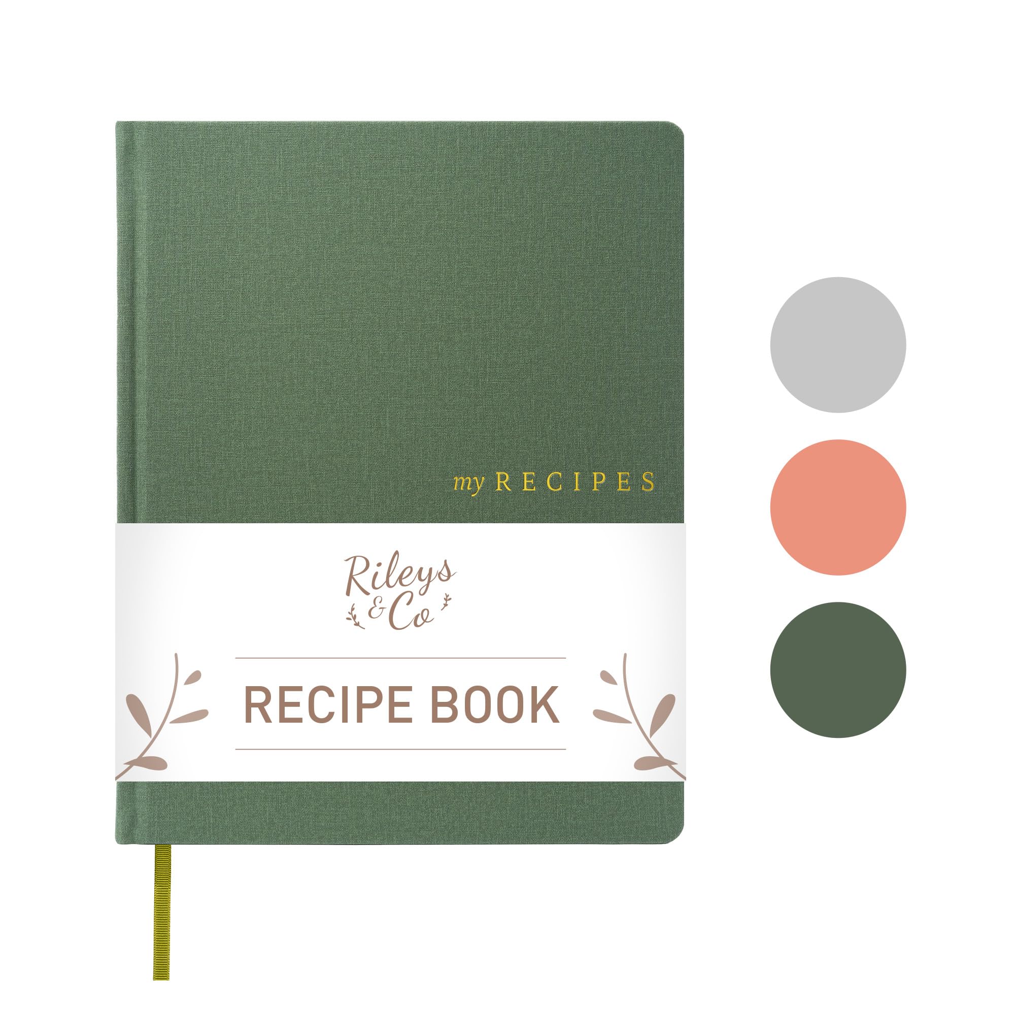 Rileys & Co. Green Blank Recipe Books to Write In, 21.5 x 28 cm