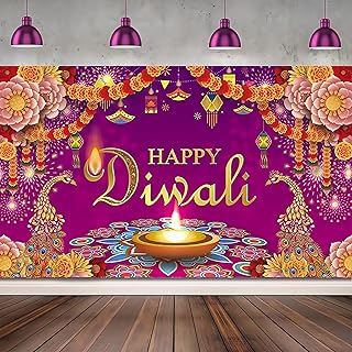 Happy Diwali Banner India Festival of Lights Happy Diwali Party Indian Deepavali Lights Diyas Decor Photo Booth Props