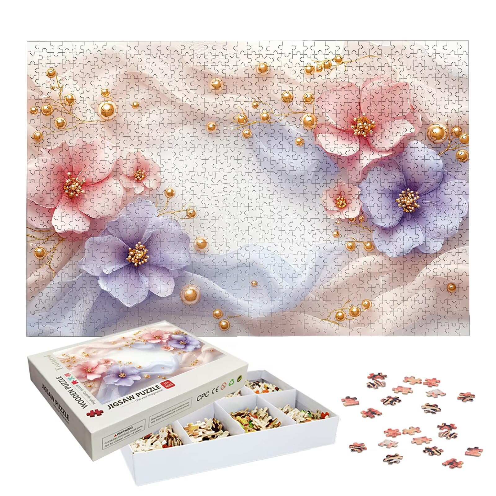 Puzzle 1000 Pezzi Fiore, Puzzle Astratto 1000 Pezzi Arte per Adulti e Bambini, Misura: 75x50 cm, Puzzles Legno per Adulti con Squisita Scatola di Imballaggio, Idea Regalo Donna, Regalo Uomo, -9227