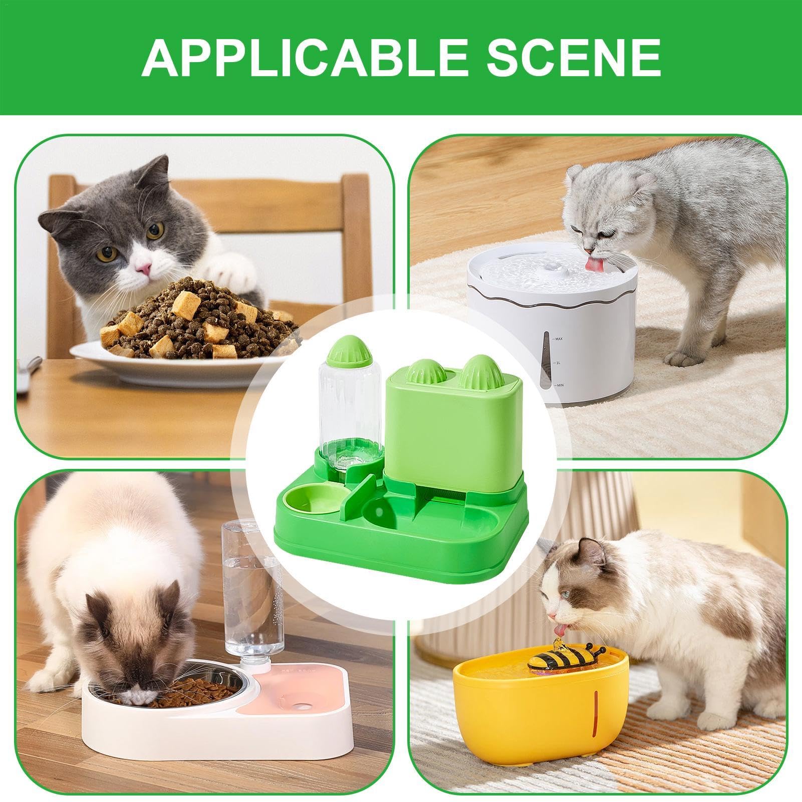 Ciotole per gatti – 2 in 1 per /cactus cane gatto ciotole abbeveratoio automatico | fontana per animali domestici con ciotola per cibo per cani cuccioli e gattini | Set di ciotole per acqua e cibo per animali domestici d