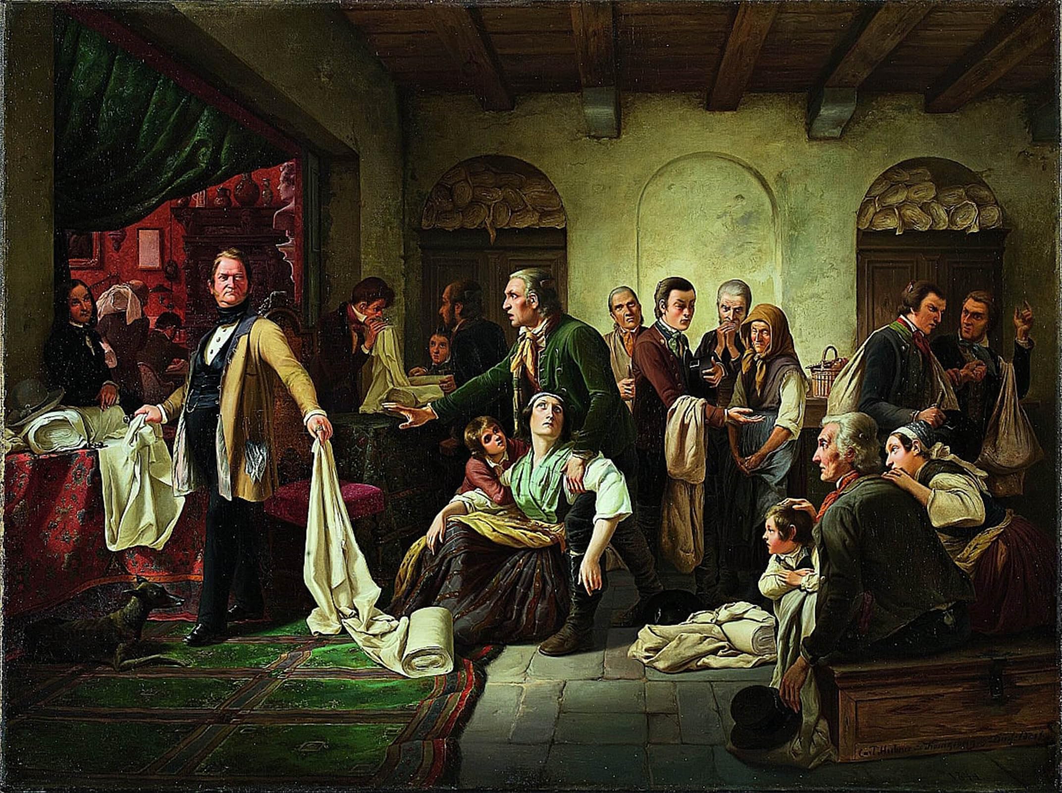 SERENDIPITP Retro Picture Poster Wall Art Pictures Painting the Silesian Weavers by Carl Wilhelm Hübner Wall Art Canvas Print for Wall Decor 60x90cm