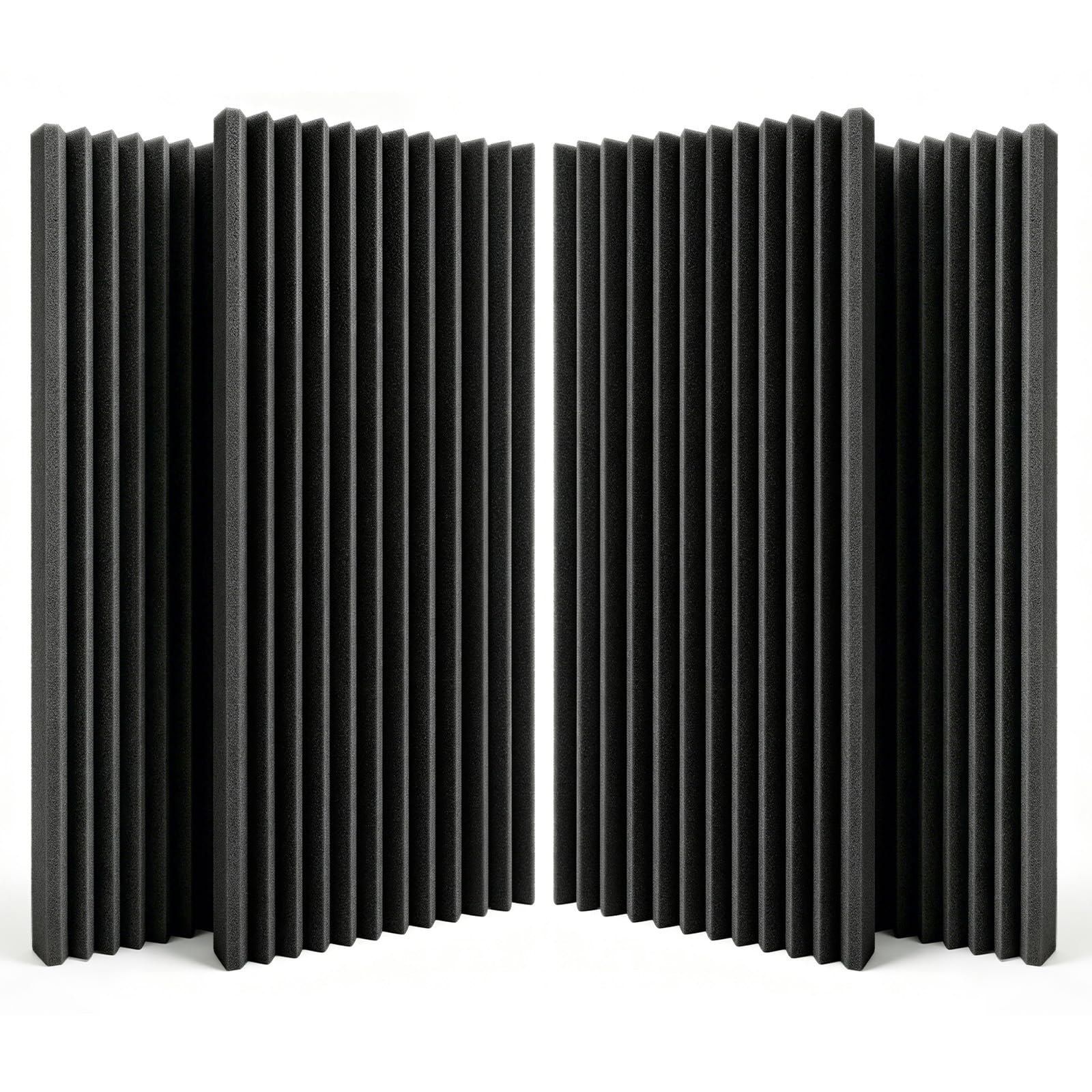 SODOCT 4 Pack Large Wedge Acoustic Foam Panels, 48 x 24 x 2 Inches High Density Sound Proof Foam for Walls, Professional Sound Absorbing Studio Panels for Home Theater, Recording (Black)