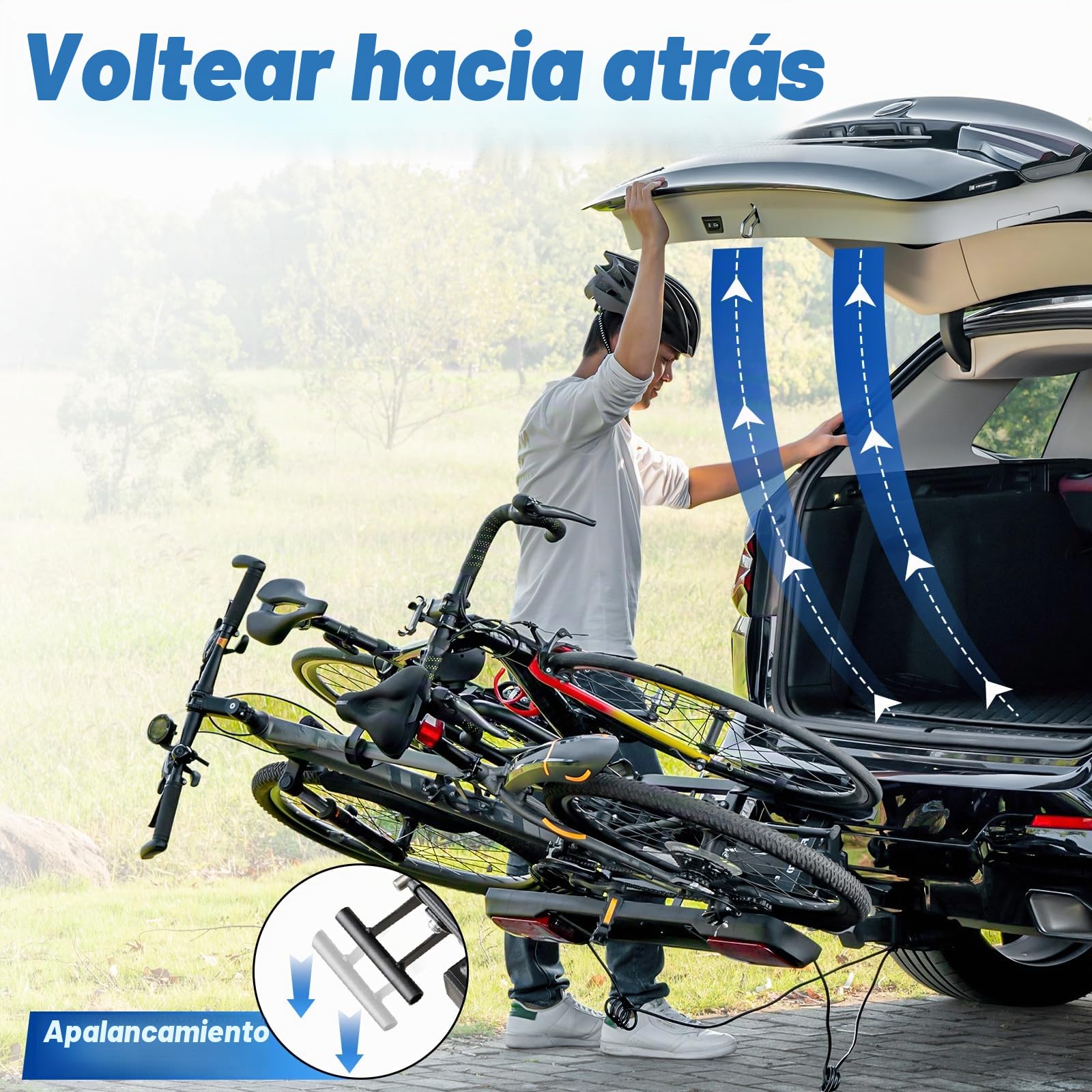 Favoto Portabicicletas para Enganche de Remolque, Soporte Plegable para 2 Bicicletas de 20-29 Pulgadas, para Acceso al Maletero Negro