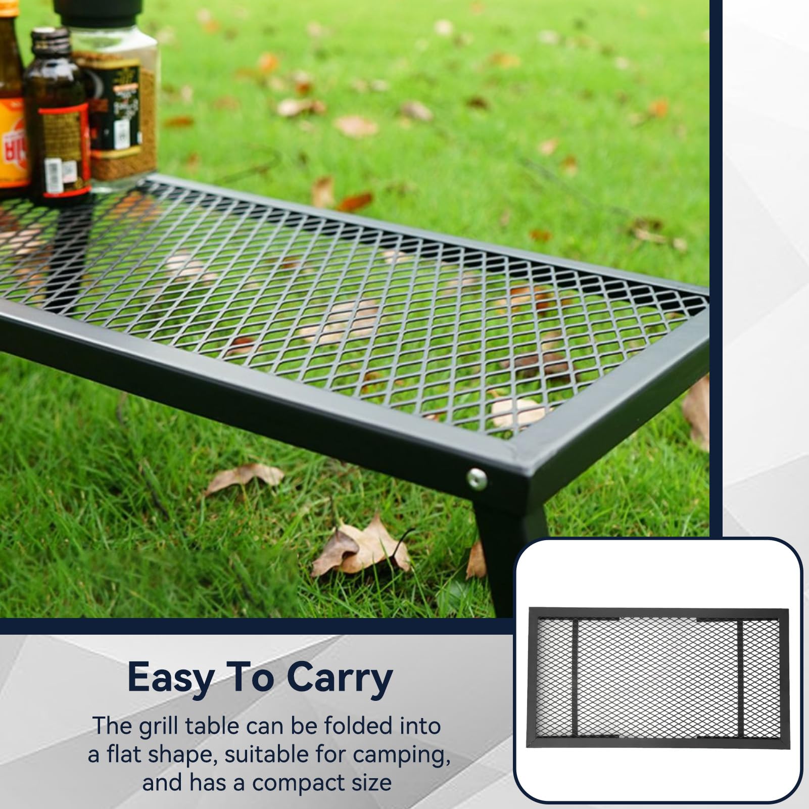 Barbecue de Feu de Camp Pliable, Grille de Cuisson Portable et étanche Fer Robuste pour Feu de Camp Plaque de Cuisson Portable avec Grande Surface Antiadhésive pour Barbecue en Plein Air