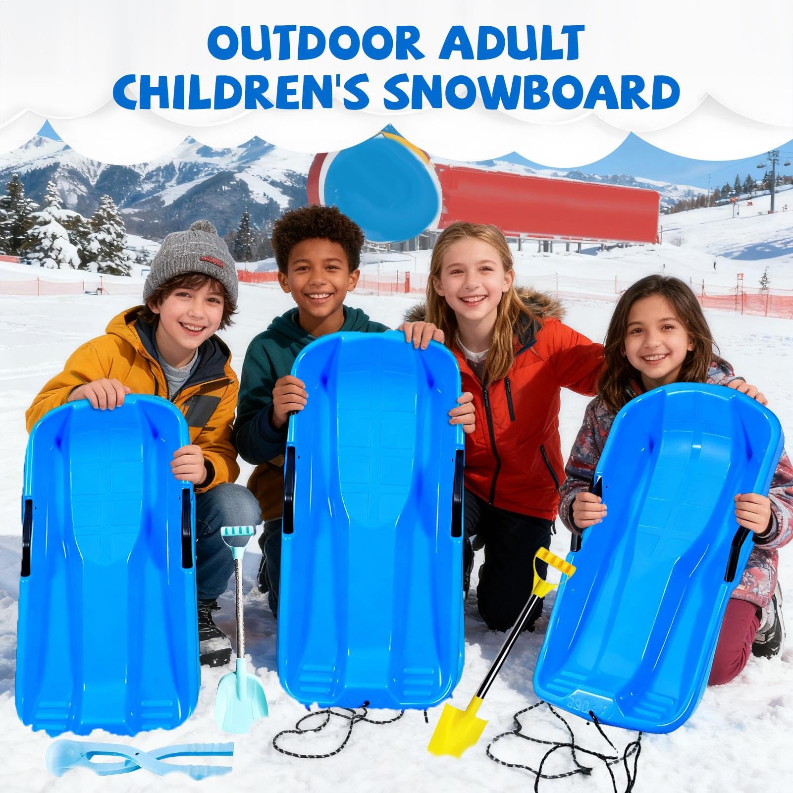 Schneeschlitten für und Erwachsene – robuste Winterschlittenausrüstung, Outdoor-Schlittenspielzeug | Abenteuerreitsystem bei kaltem Wetter, Multi-Side-Geschwindigkeits-Spieldesign
