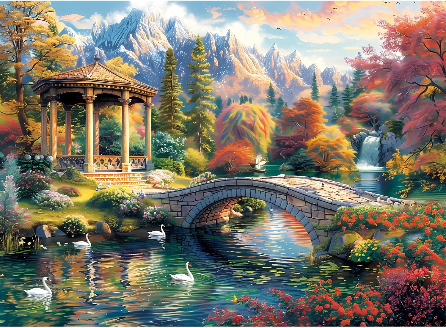 300 Piece Puzzles for Adults, Swan Forest Puzzle 300 Pieces Jigsaw Puzzles Recycled Cardboard Paper Puzzles Difficult Challenging Puzzles Perfect for Family Games 20.5 * 15IN